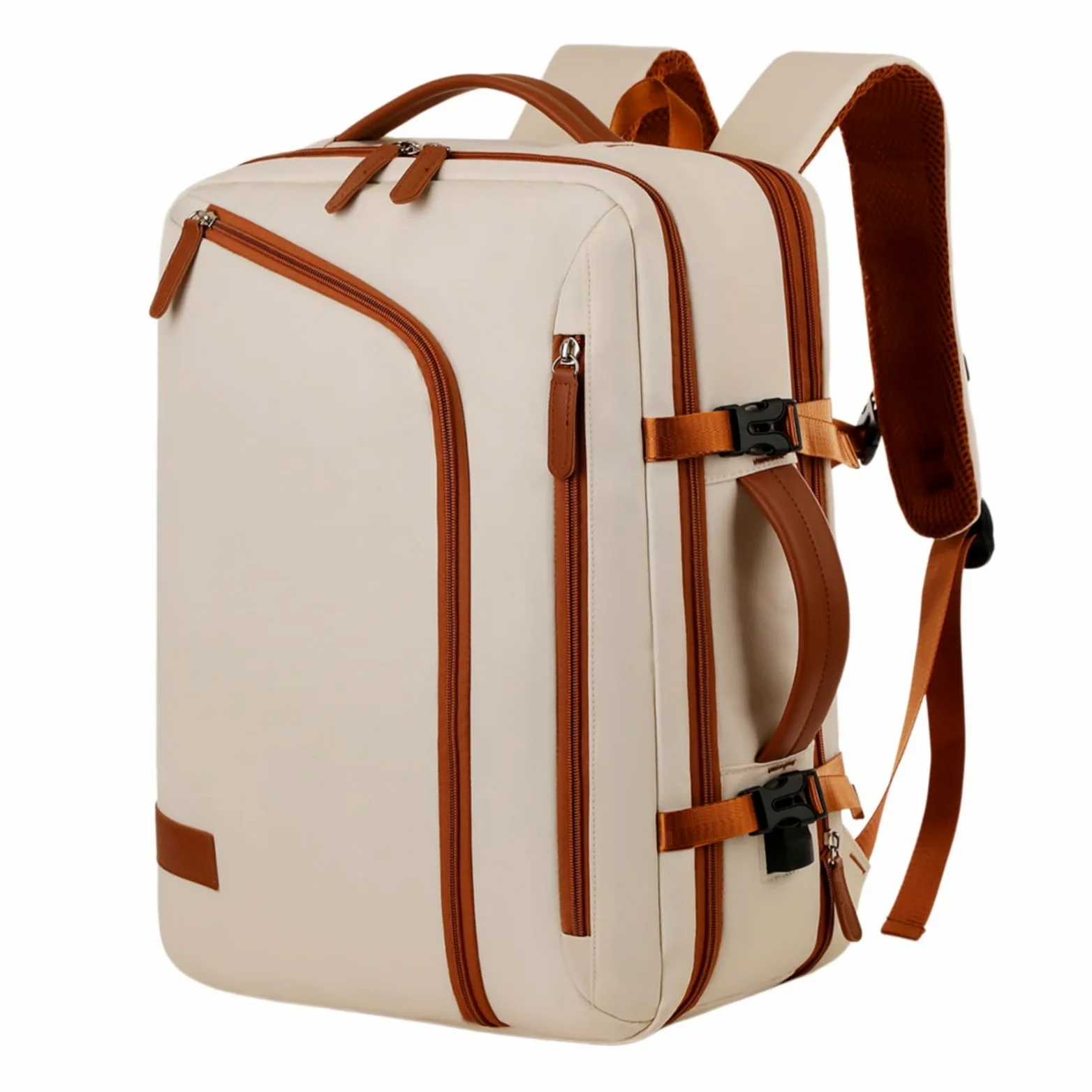 Zaino da Donna per Laptop di Grande capacità, Viaggio in Stile Semplice Affari, Lavoro E Uso Quotidiano-Beige