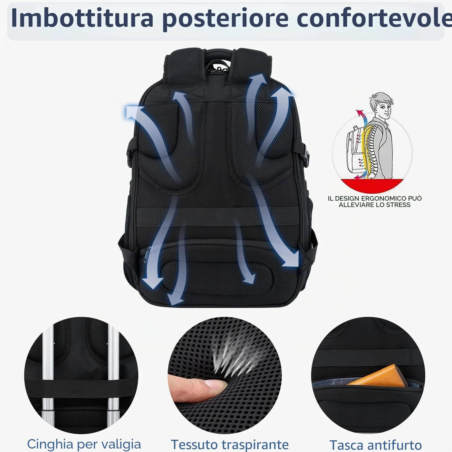 VANKEAN Zaino da viaggio per laptop da 17,3 ''