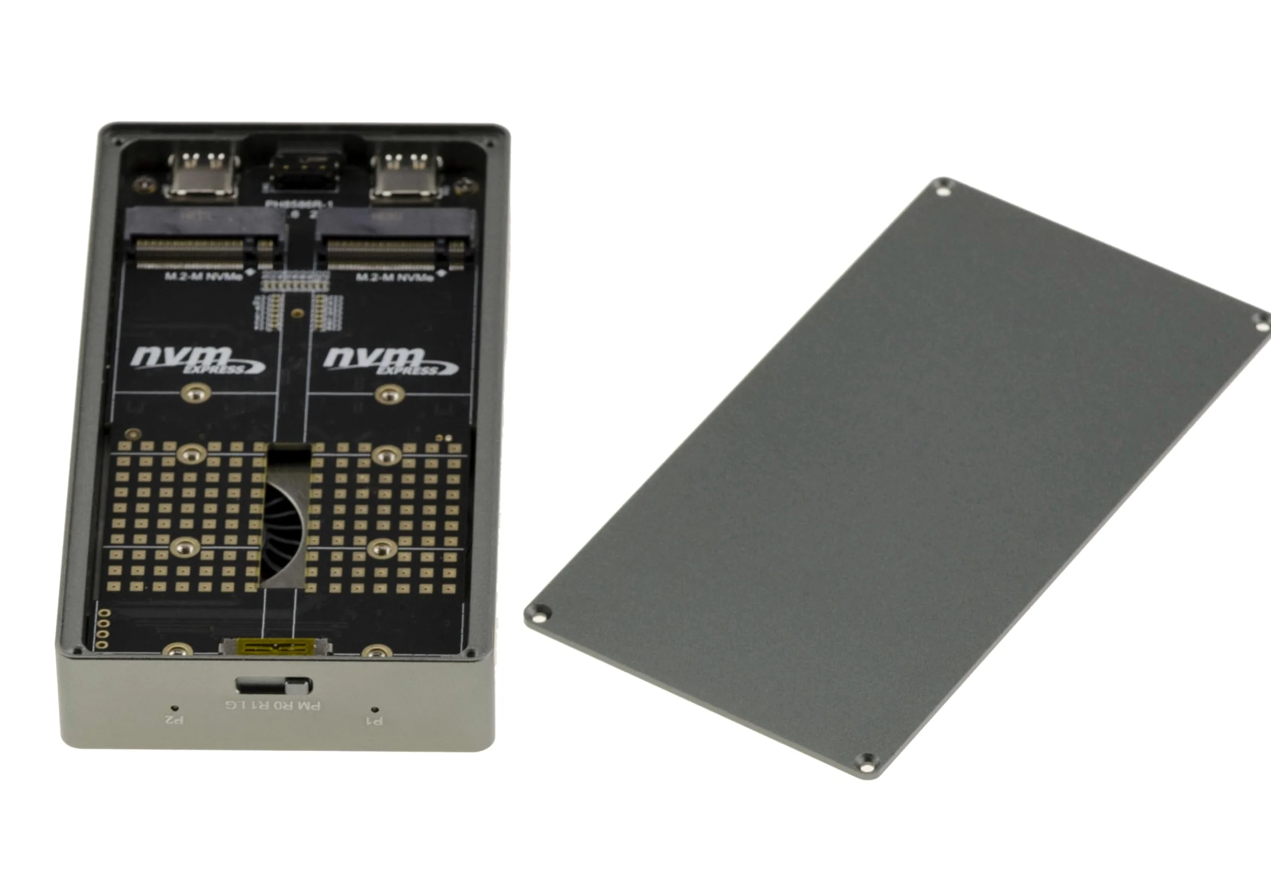 KALEA-INFORMATIQUE Alloggiamento in alluminio USB 3.2 20G per 2 SSD M2 NVMe, standalone o cluster Raid 0 1 Large. con ventola di raffreddamento