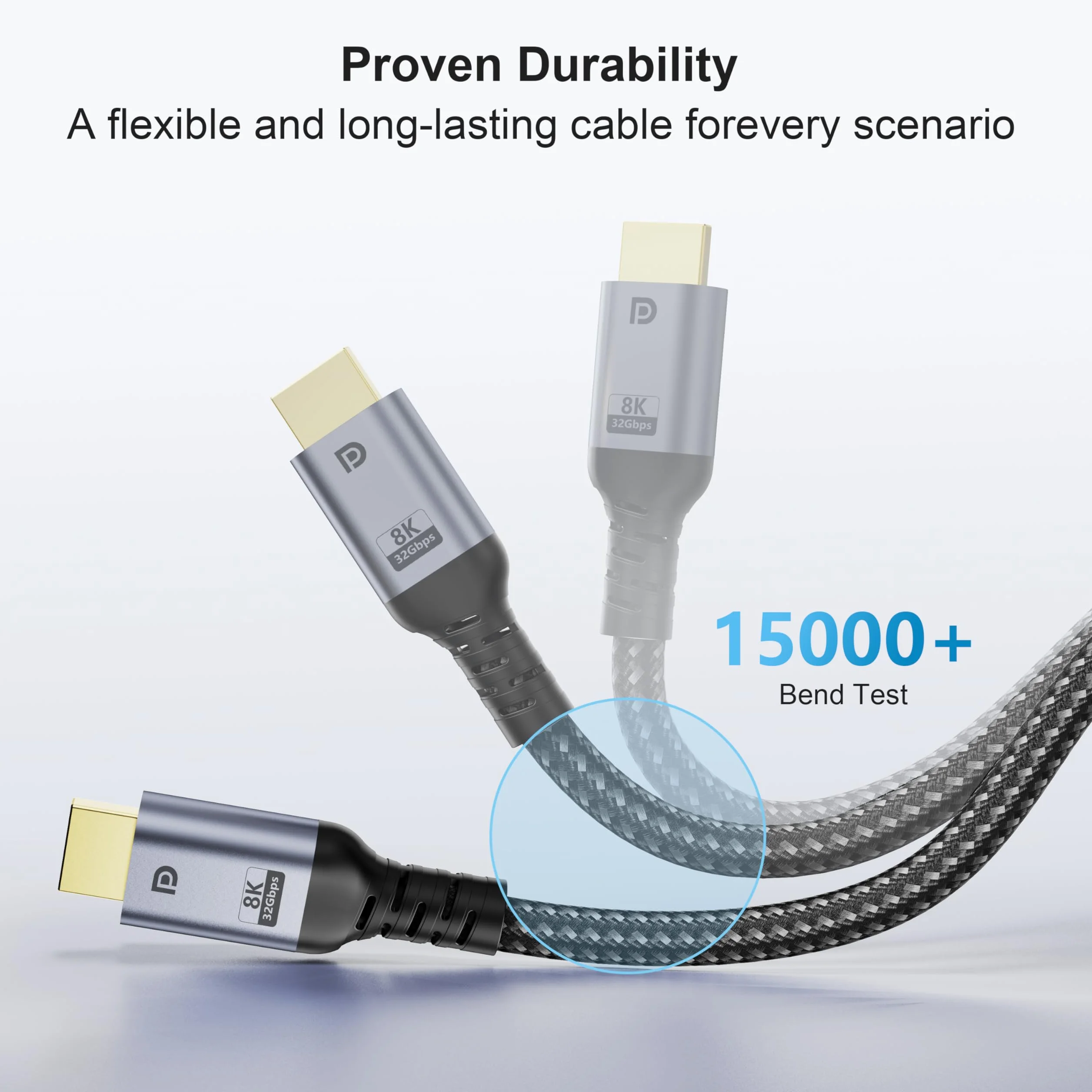 Cavo DisplayPort 1,2 m, 32,4 Gbps HBR3, 8K a 60 Hz, 4K a 144 Hz, 2K a 240 Hz | Cavo lungo DisplayPort 1.4, per PC da gioco, Home Theater, proiettore, sala conferenze e installazioni AV