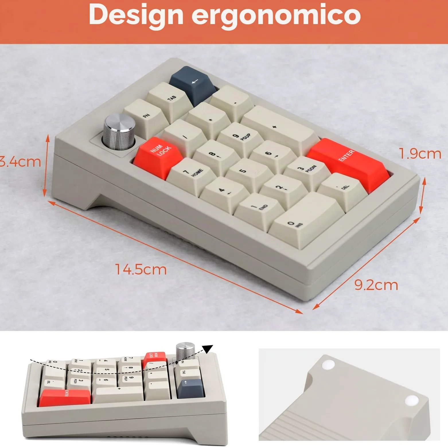 EPOMAKER CIDOO V21 Tastiera Numerica a Guarnizione, Programmabile VIA, Tastierino Numerico Sostituibile a Caldo Bluetooth 5.0/2.4ghz/Wired con Custodia in Lega di Alluminio, Schiuma Poron per E-sport