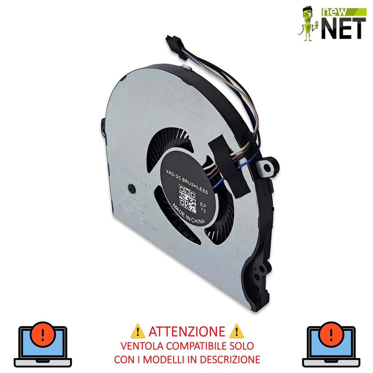 New Net - Ventola CPU Fan compatibile con HP Pavilion 15t-cc, 15t-cc500, 15t-cc5xx, 15-ck, 15-ck000, 15-ck0xx [4 pin - diametro 50 mm]