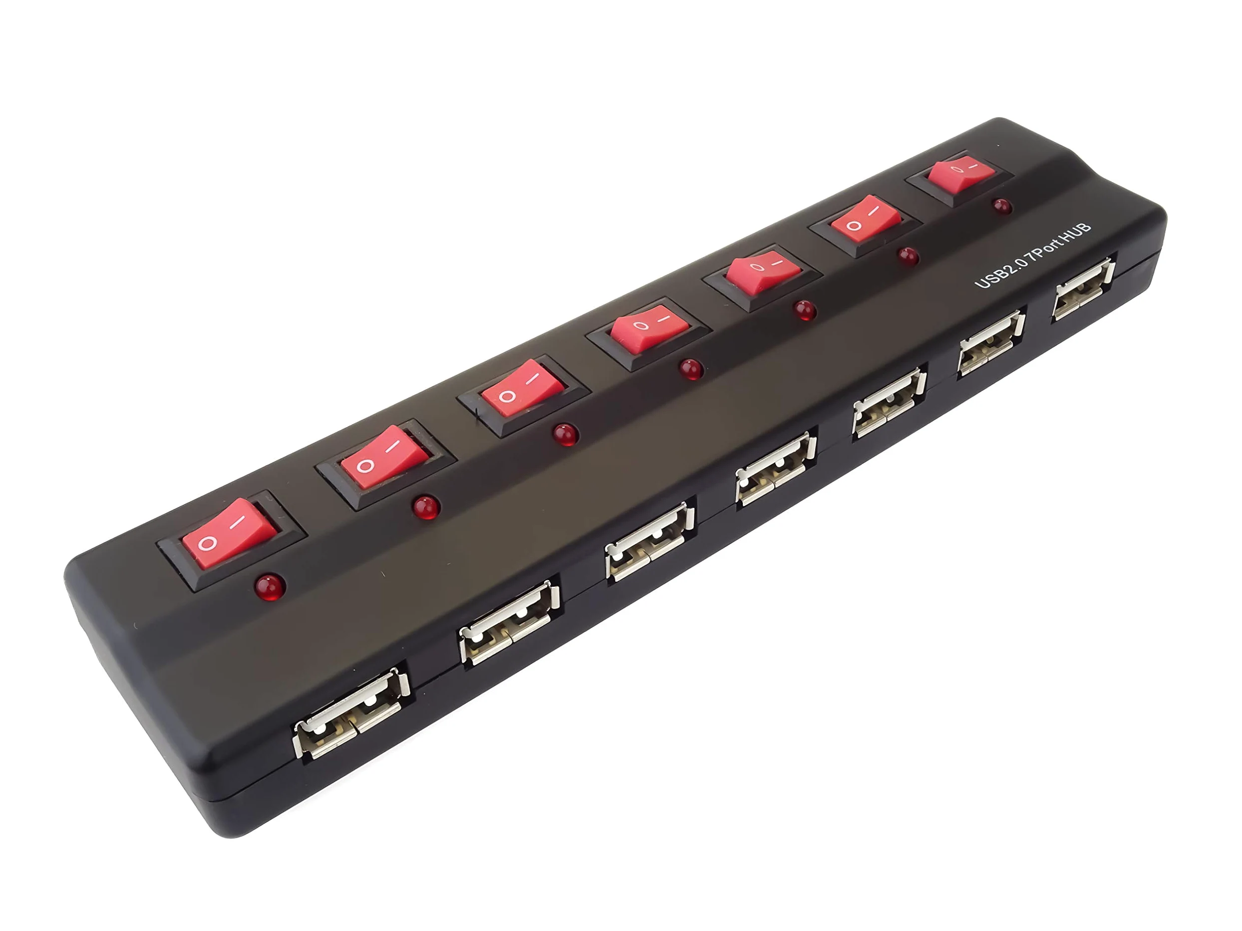 PremiumCord - Hub USB a 7 Porte, con Alimentatore di Rete e Interruttore di Rete, USB 2.0 ad Alta velocità, Fino a 480 Mbps