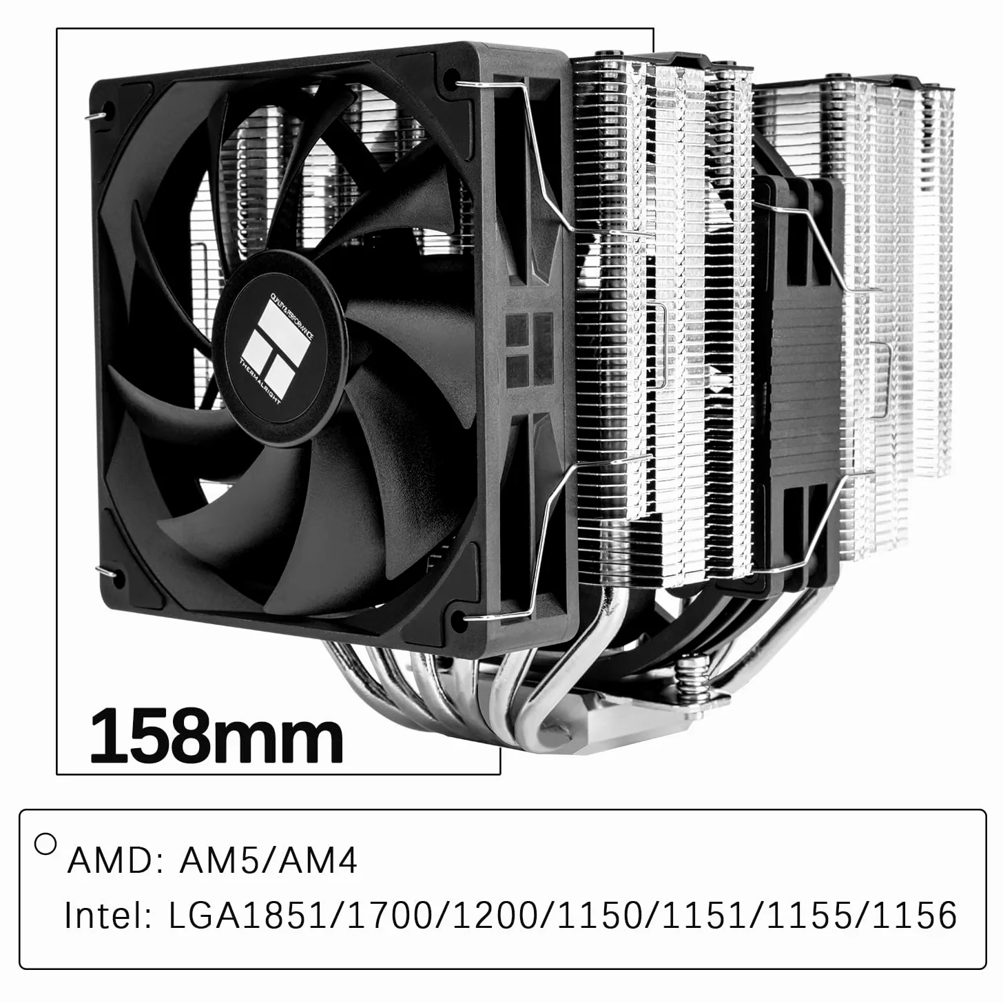 TR-Thermalright Peerless Assassin 140 SE CPU, Dual Tower e ventola con heatpipes da 6 x 6 mm, ventola PWM da 120 mm con 1850 RPM, per AM5/AM4, Intel LGA1851/1700/1150/1151/1200