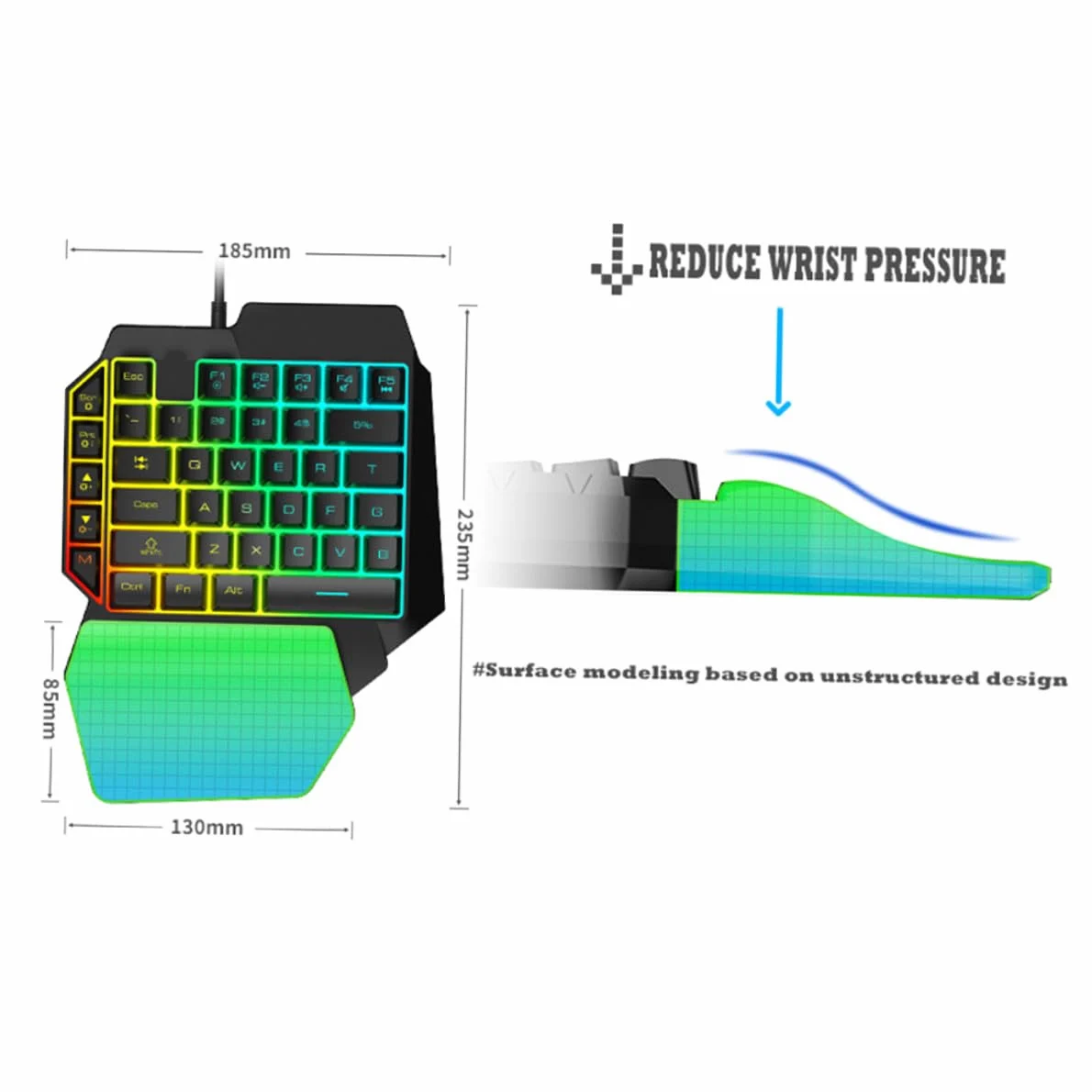 SHINEOFI Tastiera da Gioco Facile da Installare e Mouse con Retroilluminazione Led Operazione Precisa Design in ABS Nero Set per Dormitori e Intrattenimento a Casa