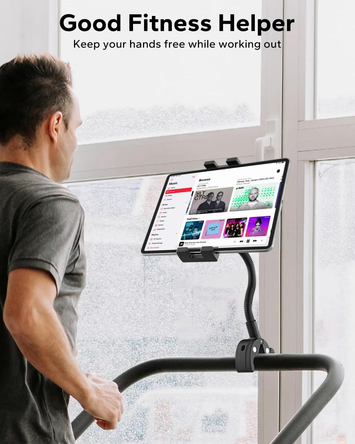 GDZN Supporto Tablet Collo dOca per Sedia a rotelle, Passeggino, Cyclette, Spin Bike, Tapis roulant, Barca, Bicicletta Manubrio per iPad Pro 12.9, Mini Air, Galaxy Tab, Lenovo 4.7-13" Tablet Cellulare