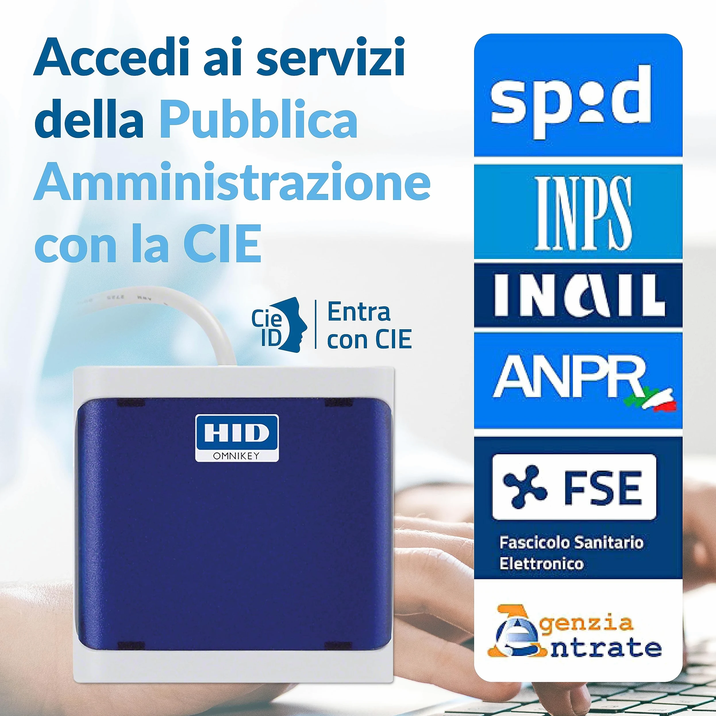 INTERNAVIGARE HID Omnikey 5022 - Lettore USB per la carta d'identità elettronica CIE 3.0 - Plug&Play per MAC e Win (tutte le versioni)