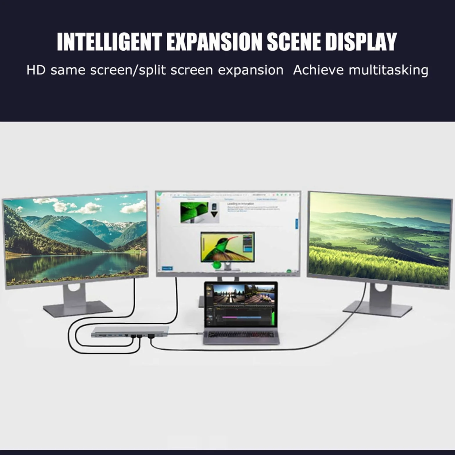 Ausla Docking Station 12 in 1, Lega di Alluminio, Opzioni di connettività Multiple, Compatibile con Laptop di Tipo C, Supporta Uscita 4K e VGA