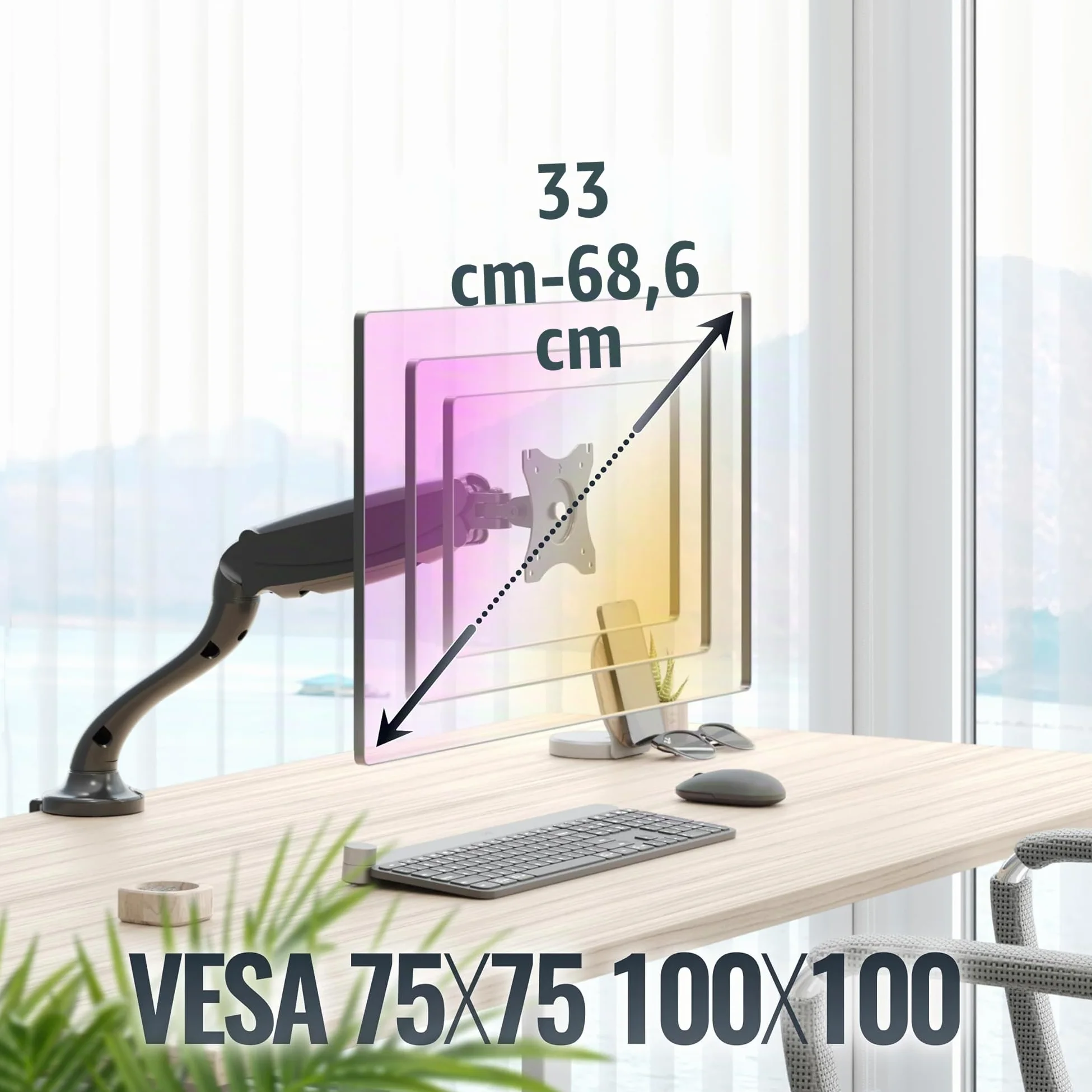 RICOO TS6511 Supporto monitor da scrivania 13-27 pollici per 13 27 pollici girevole inclinabile fino a 8 kg max VESA 100x100