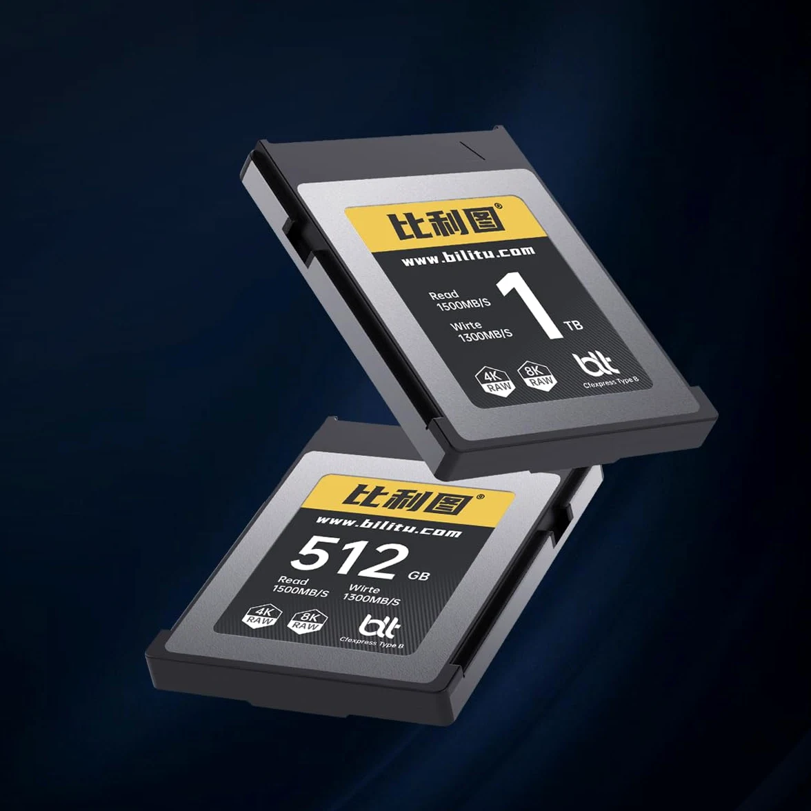Bilitu - Scheda di memoria professionale CFexpress tipo B, 128 GB, adatta per fotografi, fotografi, fino a 1500/1200 MB/s, video 4K 6K