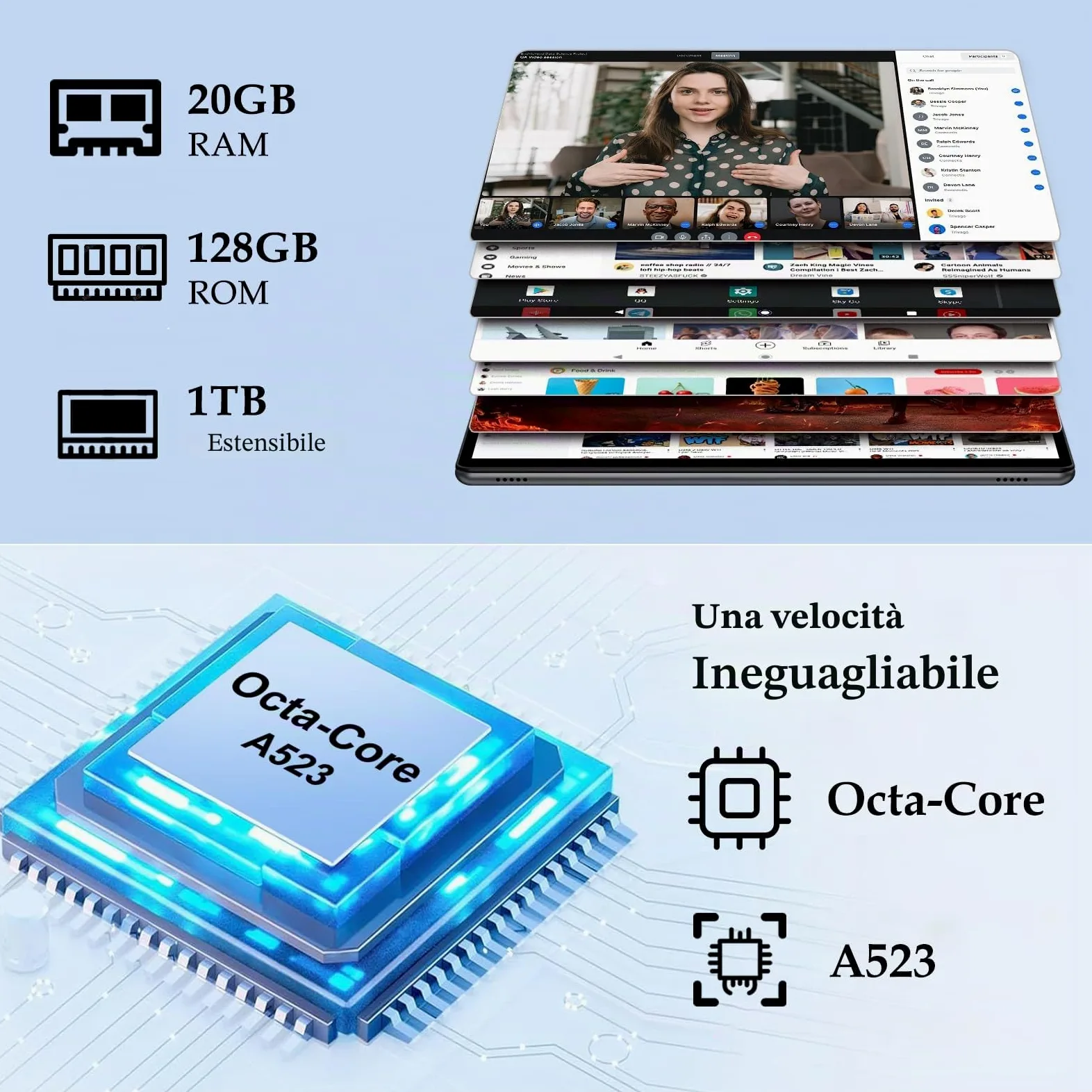ZIOVO Tablet 10 Pollici Android 14 Tablet Bambini, 20GB RAM+128GB ROM(TF 1TB),WiFi6 Tablet in Offerta, Widevine L1/Octa-Core/BT 5.0/8+5 MP/6000mAh/Tablet per Bambini,Tablet con EVA Caso - Verde