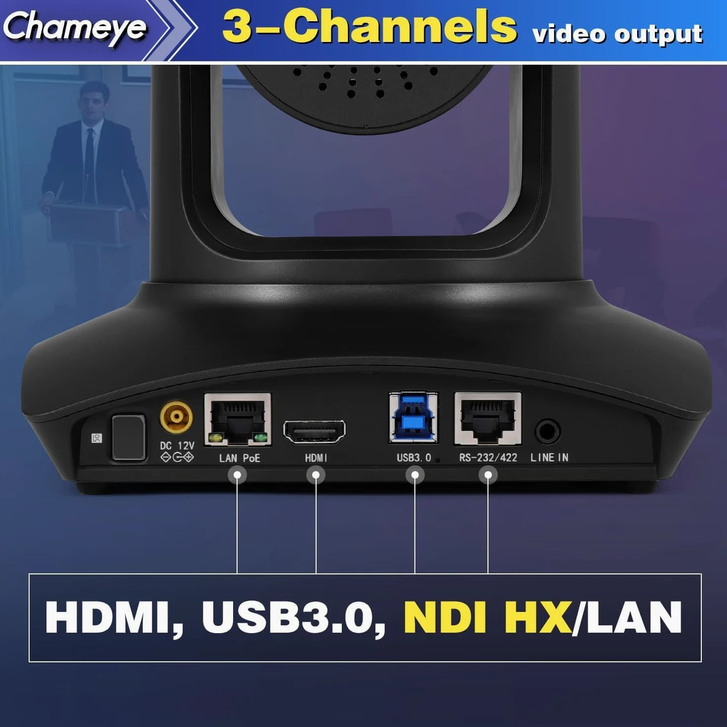 Chameye Telecamera PTZ 4K con NDI, Tracciamento AI-Automatico, Zoom Ottico 20X (Zoom ibrido 30x), Certificazione NDI HX, HDMI/USB 3.0/LAN, per Chiesa, Culto, Istruzione, Conferenze, Nero (C420T)