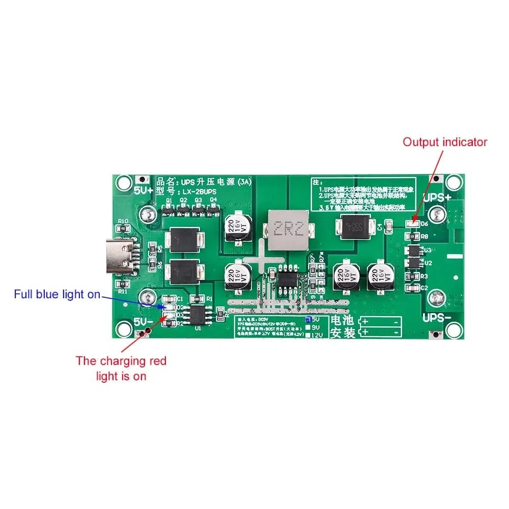1 pz 5 V 3 A 18650 ups Gruppo di continuità Caricabatteria al Litio Type-C USB