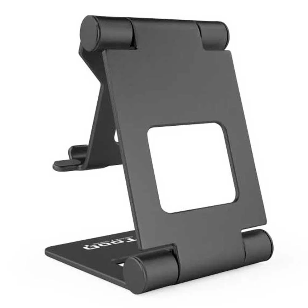 TooQ PH-KEOPS-NOCHE - Supporto da tavolo regolabile per telefono/tablet fino a 10", nero.