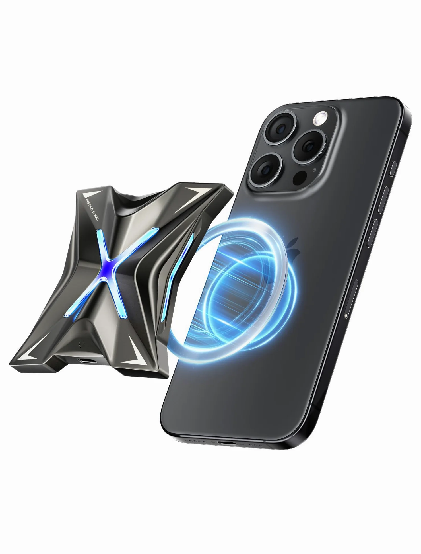 MOVE SPEED External Hard Drive 4TB External SSD bis 2060MB/s with Magnetic Attack & RGB Light USB 3.2 Gen 2x2 PSSD in lega di zinco per PS5, Xbox, iPhone 17/16/15 Pro, Mac, PC
