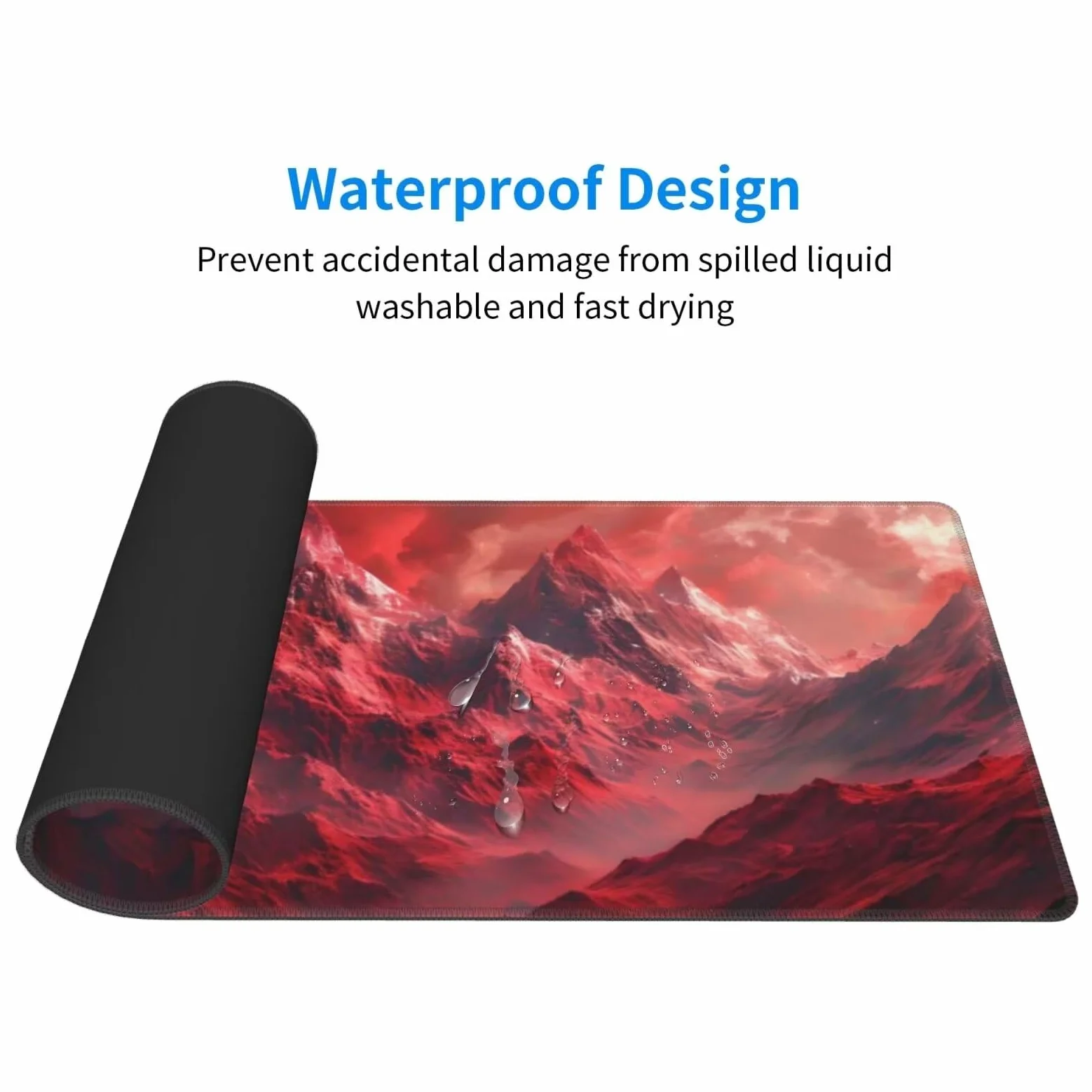 Tappetino Mouse, Tappetino Mouse Gaming Grande XXL 1500x800x3mm Tappetino Scrivania Mouse Pad, Base in Gomma Antiscivolo, Bordi Cuciti,Lavabile, Mousepad per Ufficio e Gaming (Le Montagne Rosse) R-302