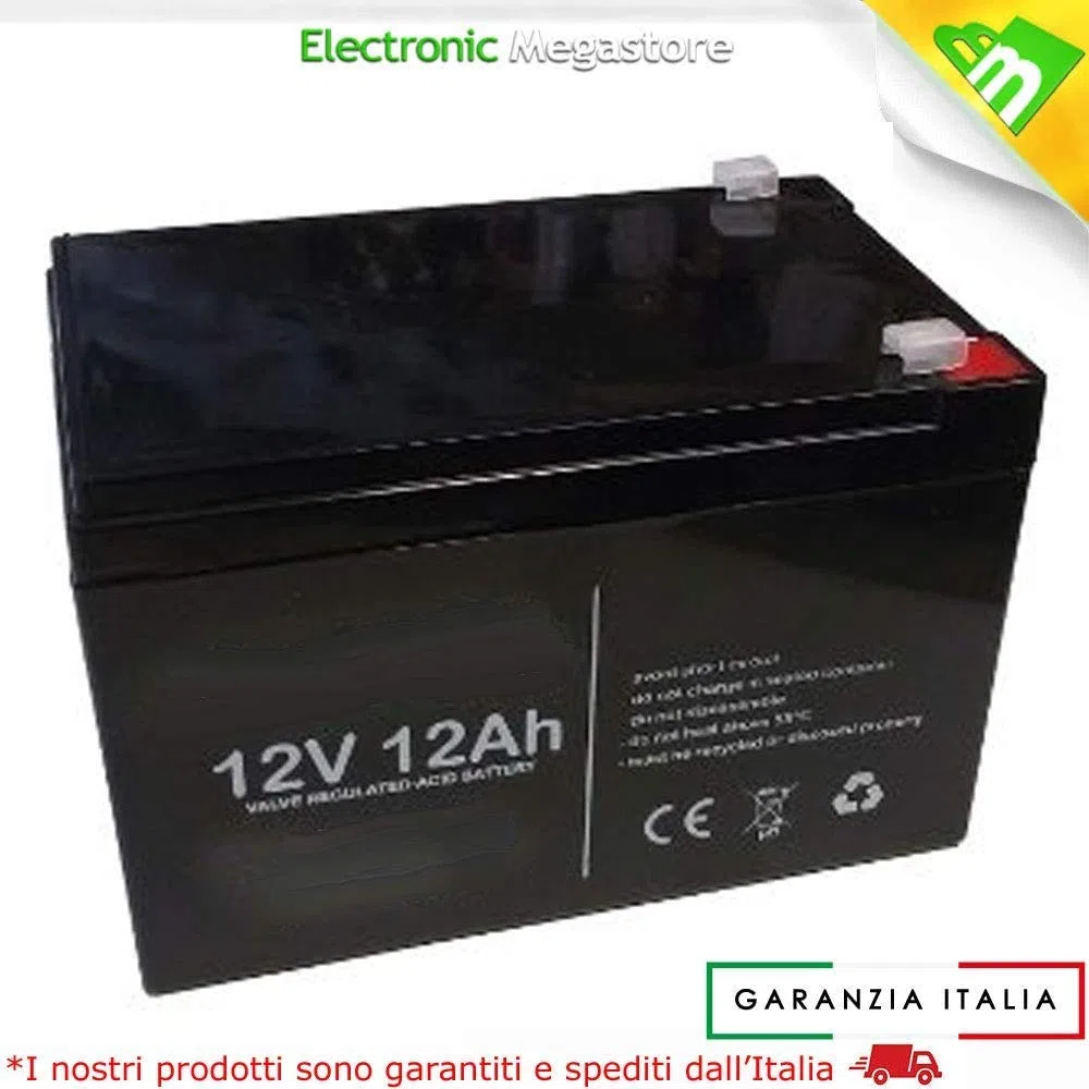 ANFEL 12V 12AH Batteria Ricaricabile al Piombo VRLA Faston F2 6.35mm per allarmi antifurti, sistemi di Sicurezza, Batterie di Ricambio per ups USV, Solar, Solarpanel
