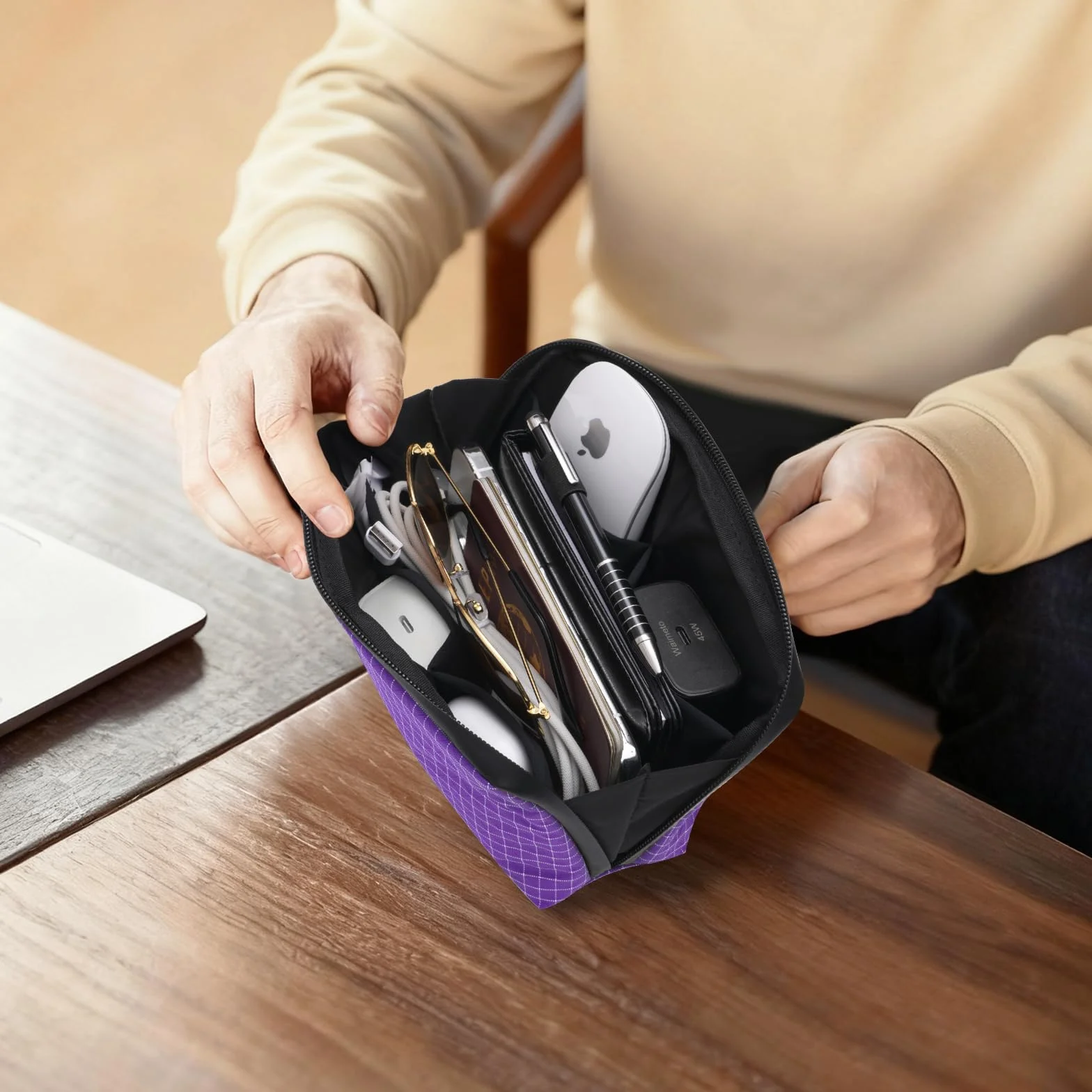 SIMTOP Organizer per cavi piccolo, impermeabile, organizer per cavi da viaggio, borsa elettronica da viaggio, per cavo di ricarica USB, mouse, caricabatterie, accessori per cellulare, power bank, s