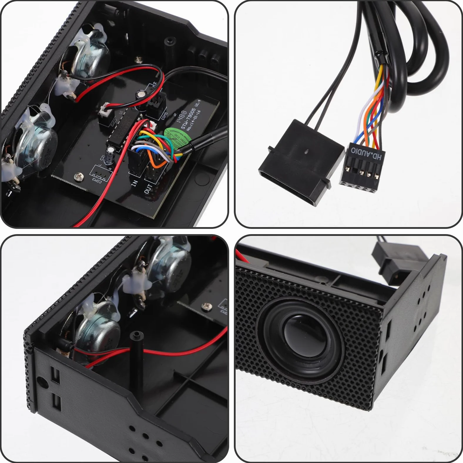 Happyyami Altoparlante Stereo Surround per Pc Nero, Altoparlante Frontale per Case Computer Suono Immersivo e Slot unità Ottica, Accessorio Audio per Appassionati di Musica e Gaming