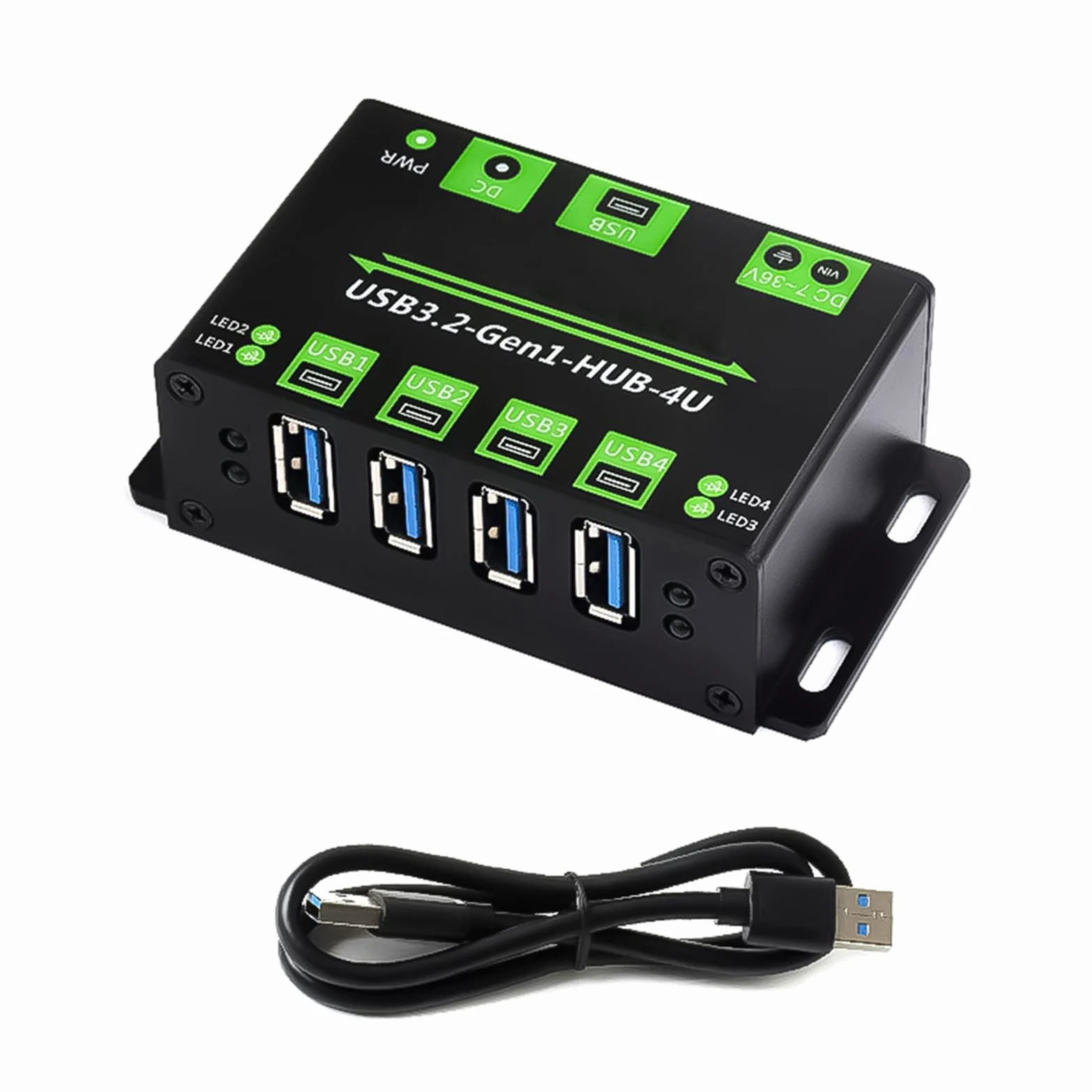 Hub USB 3.2 Gen1 a 4 porte ad alta velocità con 7 interfacce di alimentazione 36V per la ricarica stabile del dispositivo