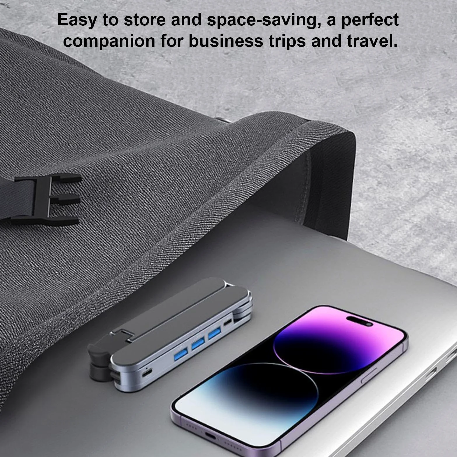 Laptop Docking Stand Base in Lega di Alluminio con USB HUB e Supporto per | Holder Portatile per Laptop Per Casa Ufficio Scrivania Viaggio Business e