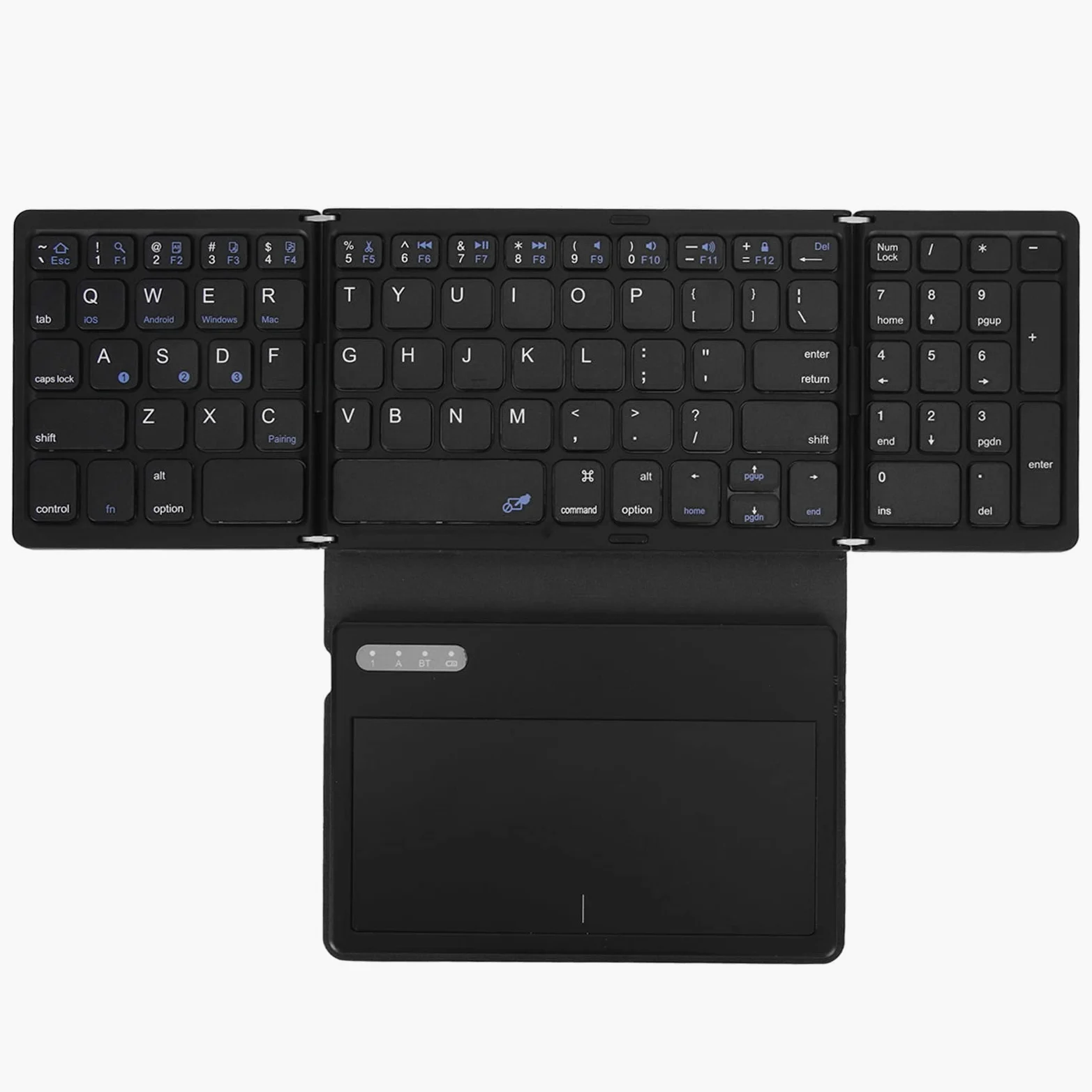 Tastiera Bluetooth Pieghevole Tastiera Bluetooth 5.1 Full Size a Bassa Latenza con Touchpad Ampio per Tablet PU Pelle ABS 81 Tasti