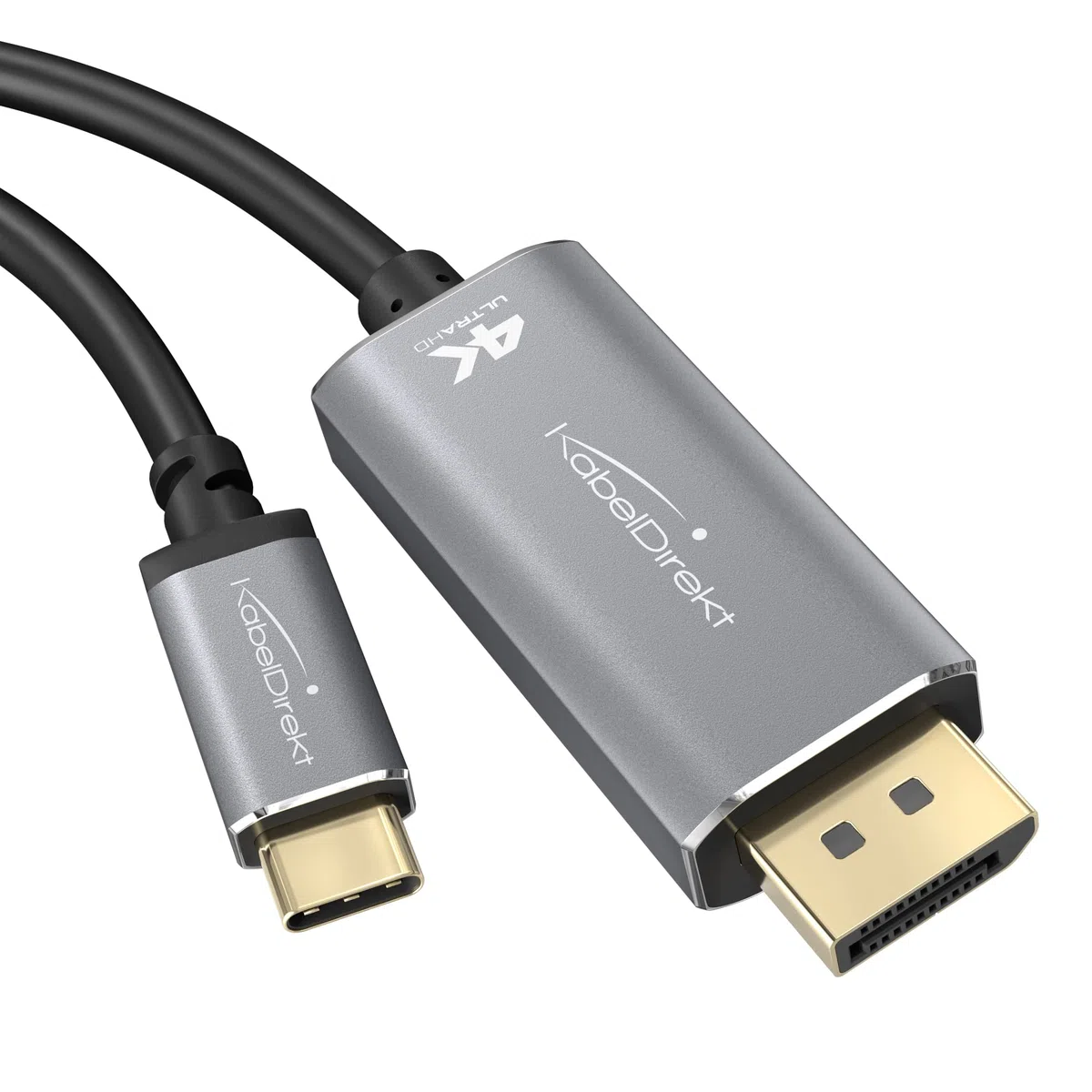 KabelDirekt Adattatore e cavo USB-C a DisplayPort, 2 m, fino a 4K/2160p a 60 Hz – per collegare portatili, smartphone e tablet a grandi schermi – DP, Thunderbolt 3/USB-C 3.1
