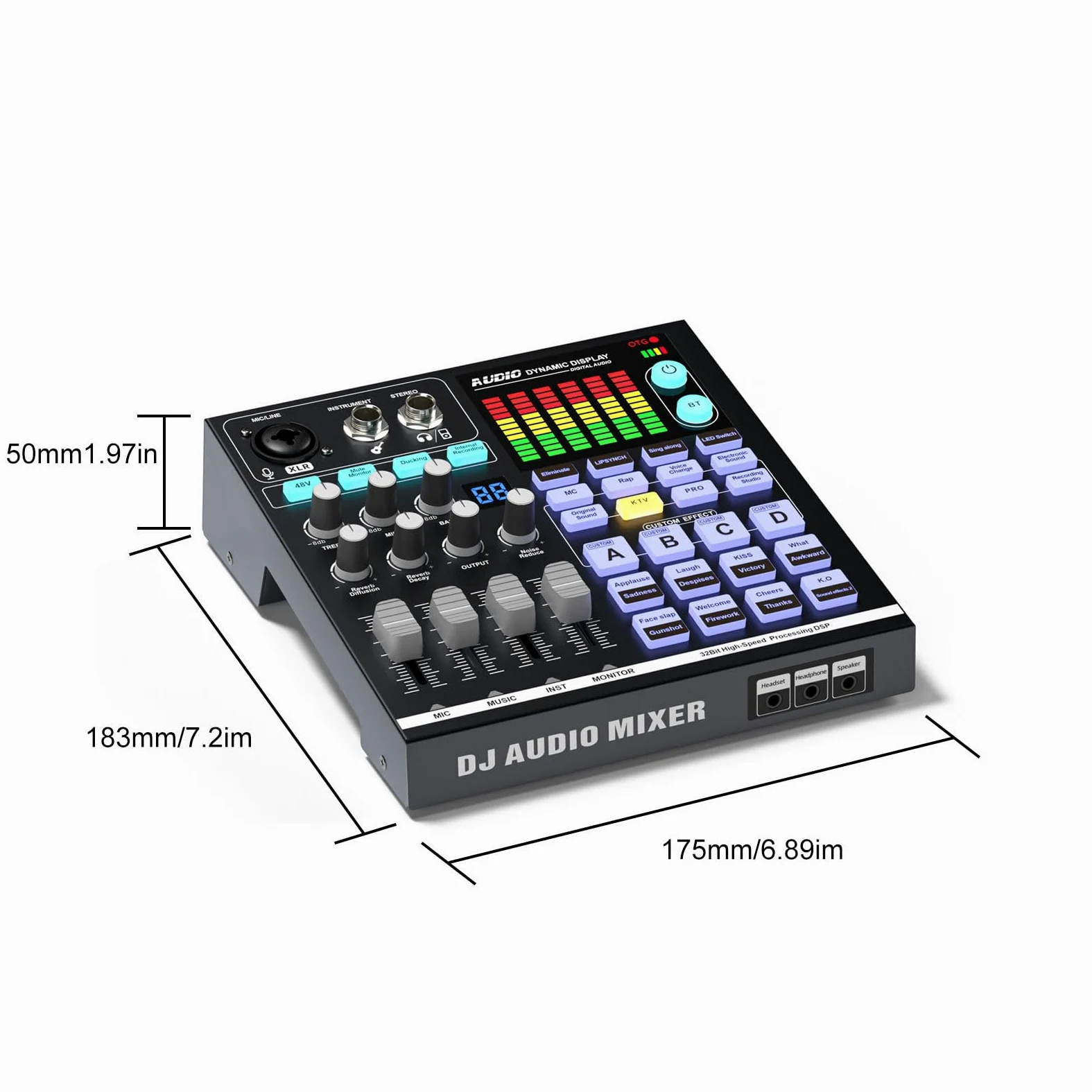 Btuty Scheda Podcast 48V Mixer DJ BT Scheda Musicale Esterna Mixer da Gioco per Studio di Streaming Live
