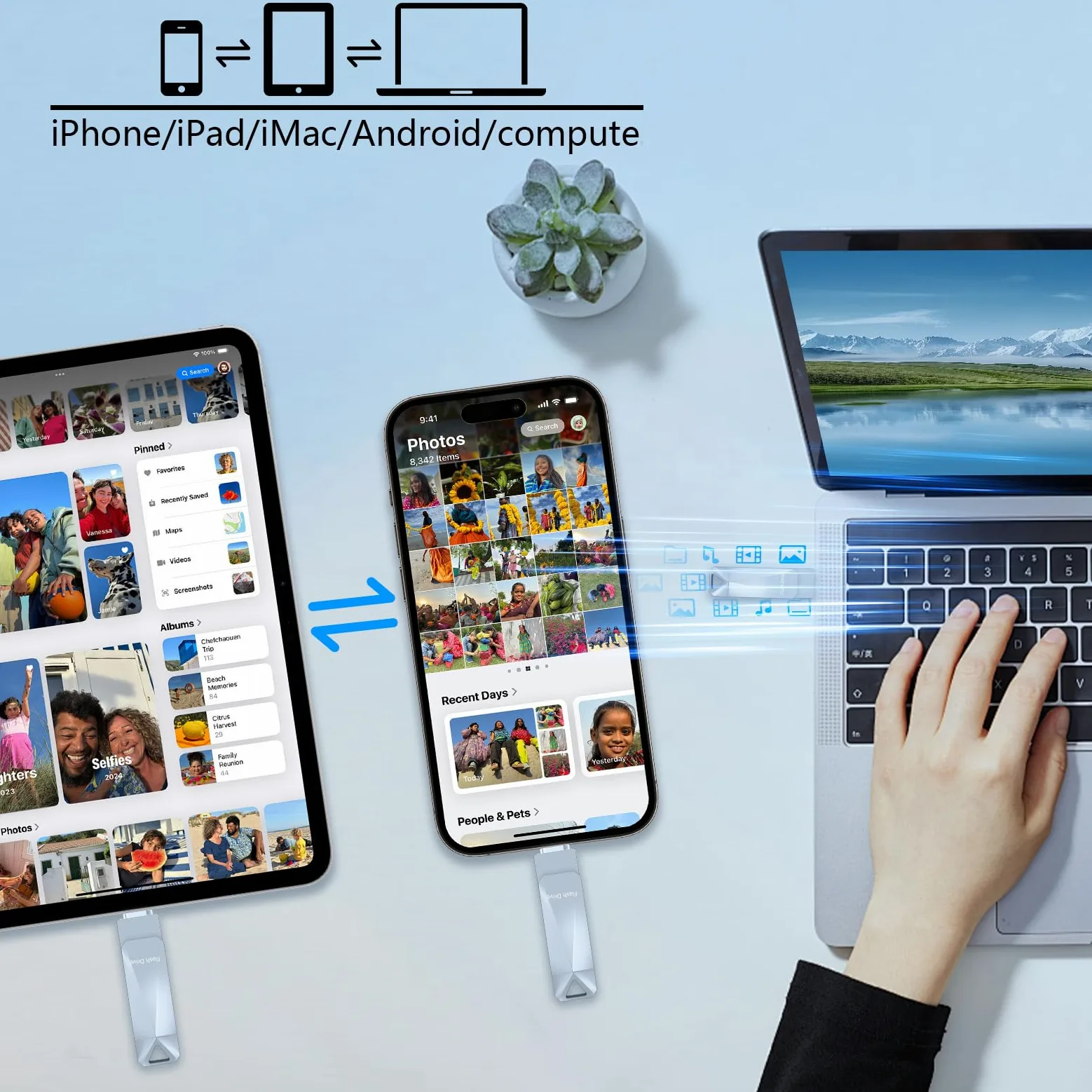 Chiavetta USB per iPhone da 512 GB, certificata Apple MFi, chiavetta USB per iPad, iPhone, computer Picture Keeper, disco rigido portatile, grigio