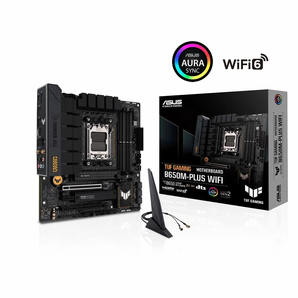 ASUS TUF GAMING B650M-PLUS WIFI Socket AM5 (LGA 1718) scheda madre da gioco Ryzen 7000 mATX (14 fasi di potenza, PCIe 5.0 M.2, memoria DDR5, Ethernet da 2,5 Gb, WiFi 6, supporto USB4 e Aura Sync)