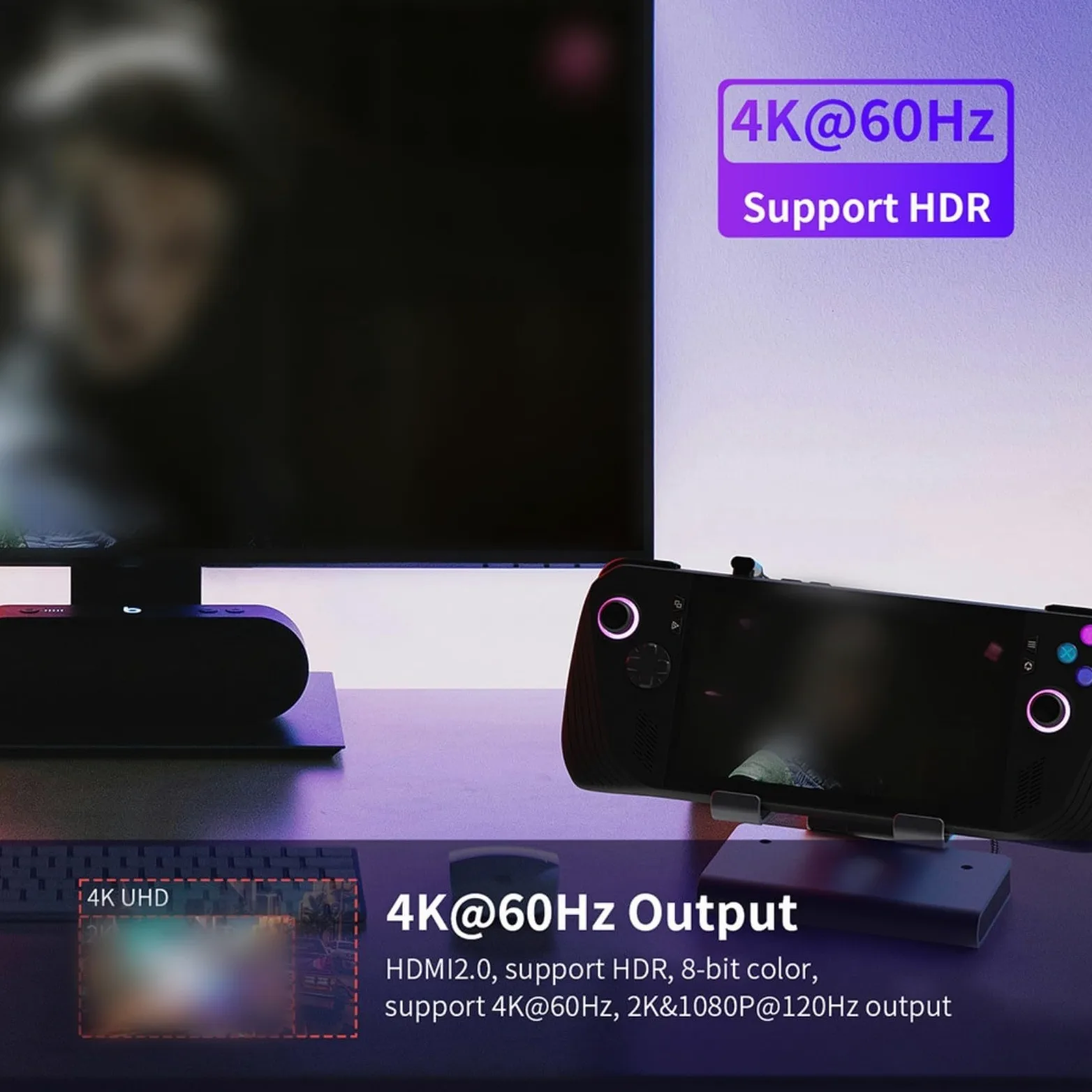 Confezione da 1 docking station di raffreddamento con doppia ventola per Onexplayer Apex per ROG Ally-X Steam Deck, hub USB Gigabit Ethernet 4K a 60Hz, supporto regolabile per giochi (grigio