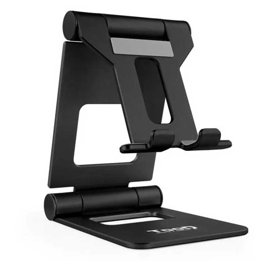 TooQ PH-KEOPS-NOCHE - Supporto da tavolo regolabile per telefono/tablet fino a 10", nero.