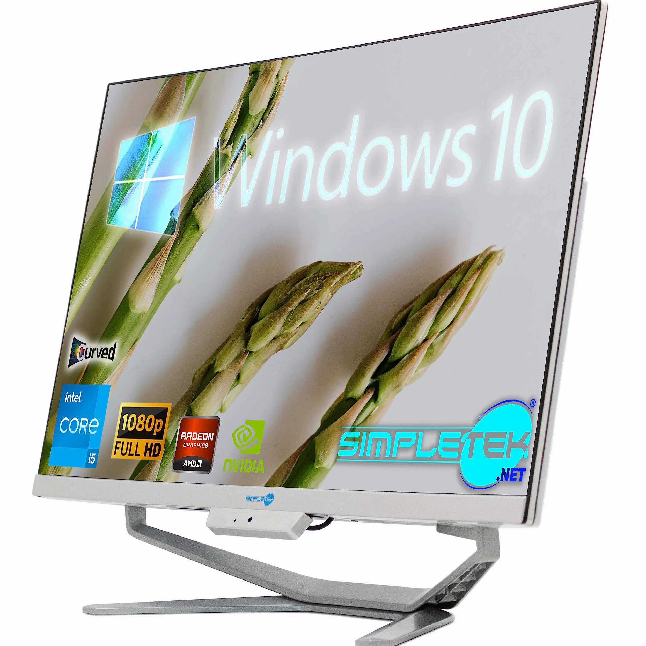 SIMPLETEK - PC All in One con Schermo Curvo 24" Core i5 | Windows 10 Pro | 8GB RAM SSD 480GB | Ideale per Ufficio, Scuola, Casa