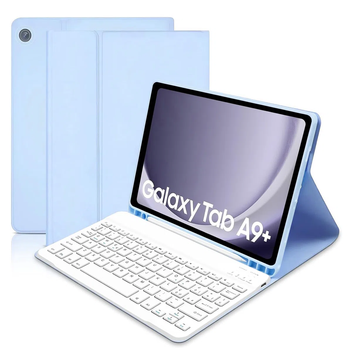Custodia con Tastiera per Samsung Galaxy Tab A9+ 11 Pollici 2023, Italiano QWERTY Rimovibile Bluetooth Tastiera, Custodia Tastiera per Samsung Galaxy Tab A9 Plus 11" (SM-X210/X216/X218), Blu