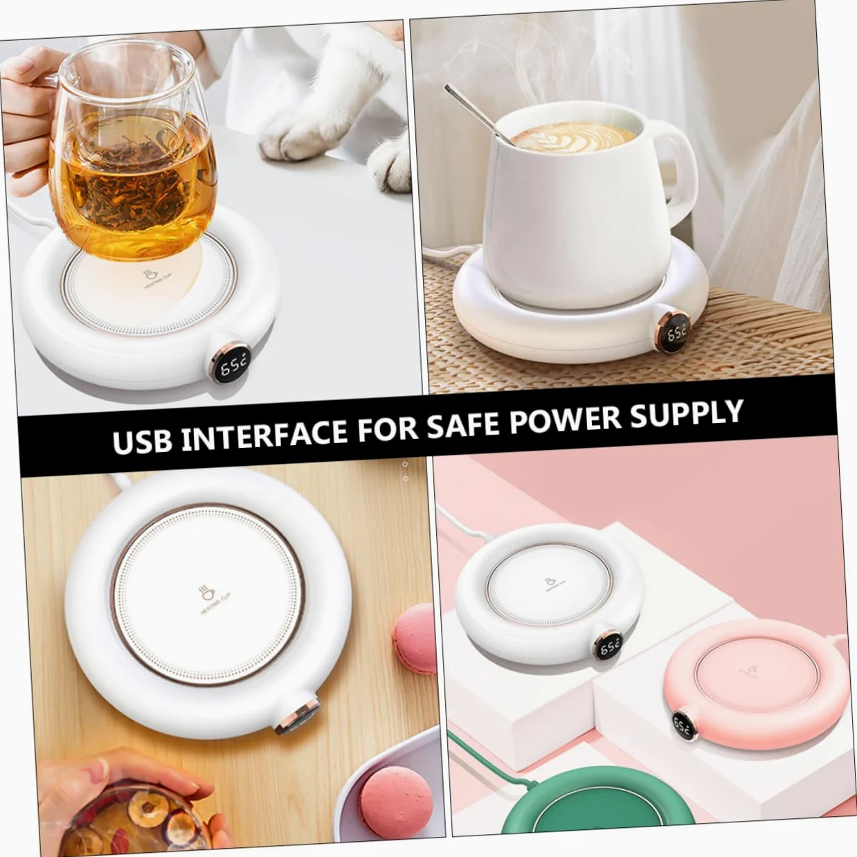 TOYANDONA 1pezzi Scalda Tazze Isolanti per Caffè e Tè Scalda Tazze da Latte Cuscinetto Pratico Sottobicchiere di Ricarica USB per Ufficio e Casa