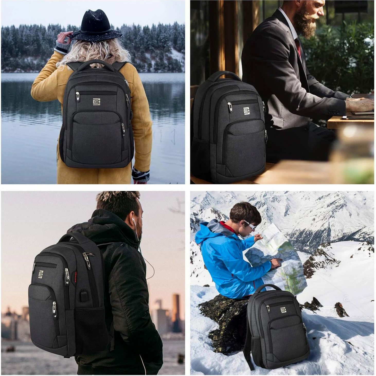 FANDARE Antifurto Zaino Borsa Scuola Computer Portatile 15.6 Pollici con USB Business Bag Zaino per Affari Scuola Università Viaggi Escursionismo Campeggio Daypacks