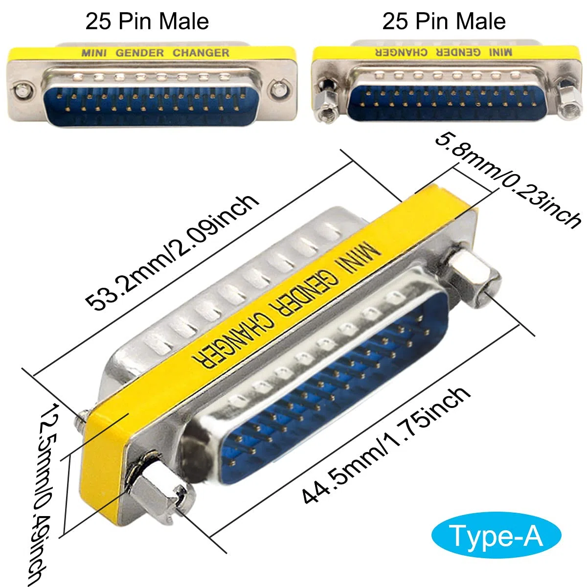 6 PCS DB25 maschio a maschio/femmina a femmina, cambio di genere RS232, connettore adattatore per porta di trasferimento dati a 25 pin