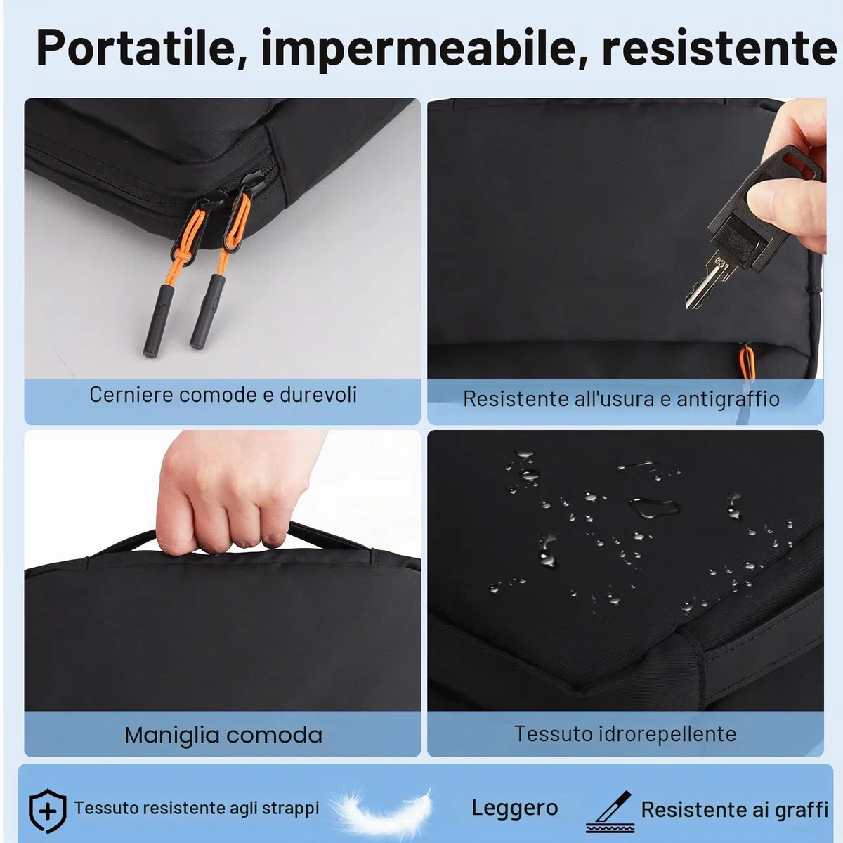 Teskyer Borsa Organizer Cavi - Portatile, Grande Capacità, Impermeabile, Borsa per gadget da viaggio, Accessori da viaggio, 25 x 17 x 8 cm, Nero
