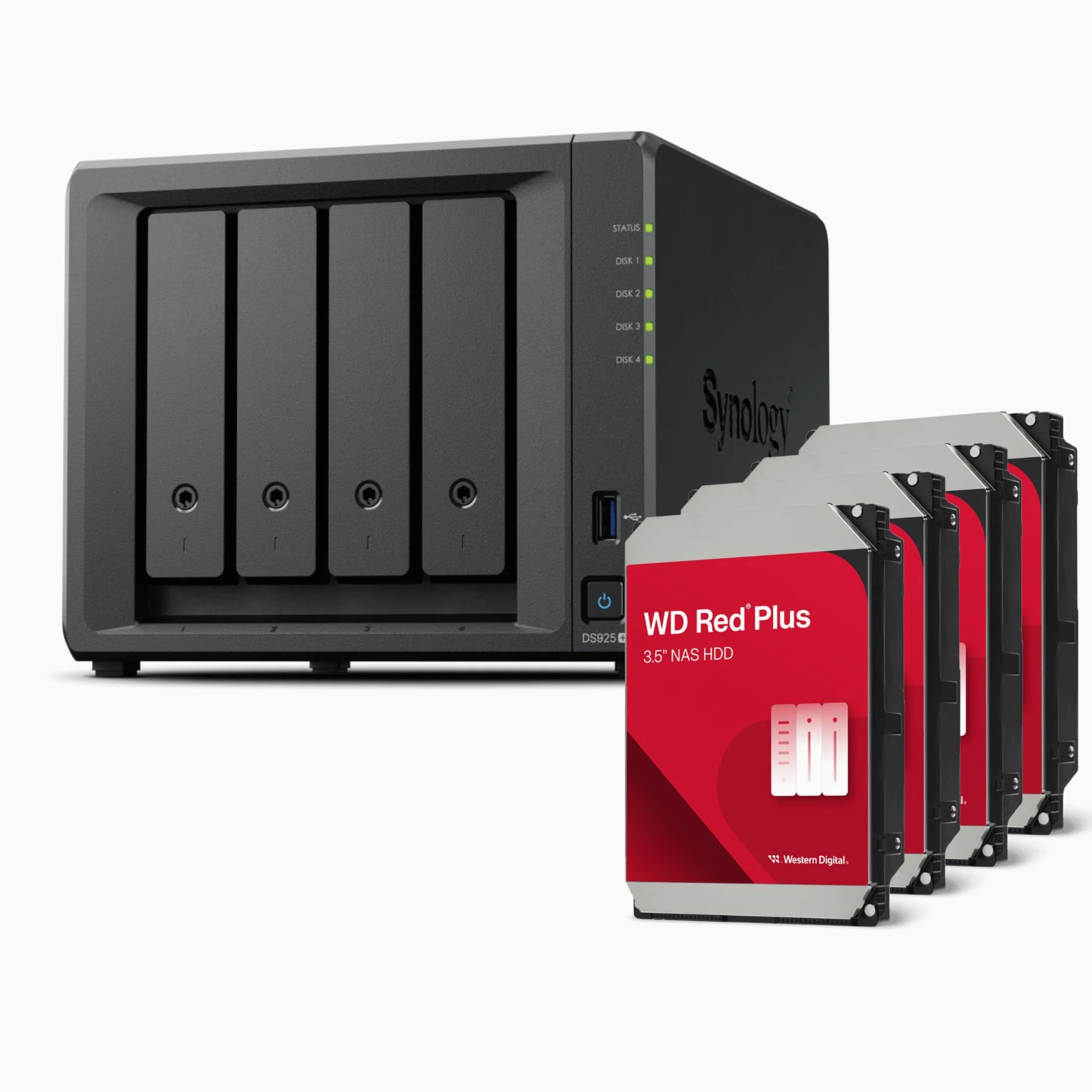 Synology DS925+ Bundle 32TB Western Digital (WD Red Plus 4X 8TB) 4Bay Desktop NAS, 2.5GbE, 4GB RAM