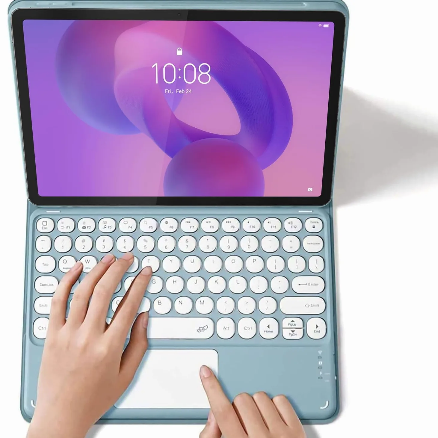 Custodia con Tastiera per Lenovo Idea Tab Plus 12,1 Pollici/Tab K12 Modello 2025 (TB361ZU/TB361FU), Layout Italiano Tastiera Rimovibile con Touchpad Intelligente con Mouse,Viola