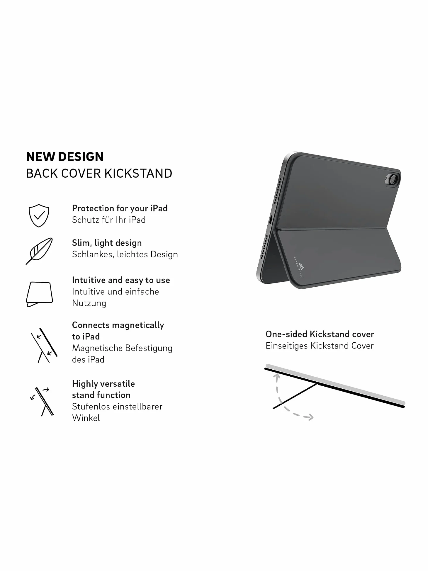 Black Rock Kickstand Cover Custodia per Apple iPad Mini di 6ª generazione 2021 8,3 pollici I Smart Case, Magnetico, Tablet Custodia Protettiva (Nero)