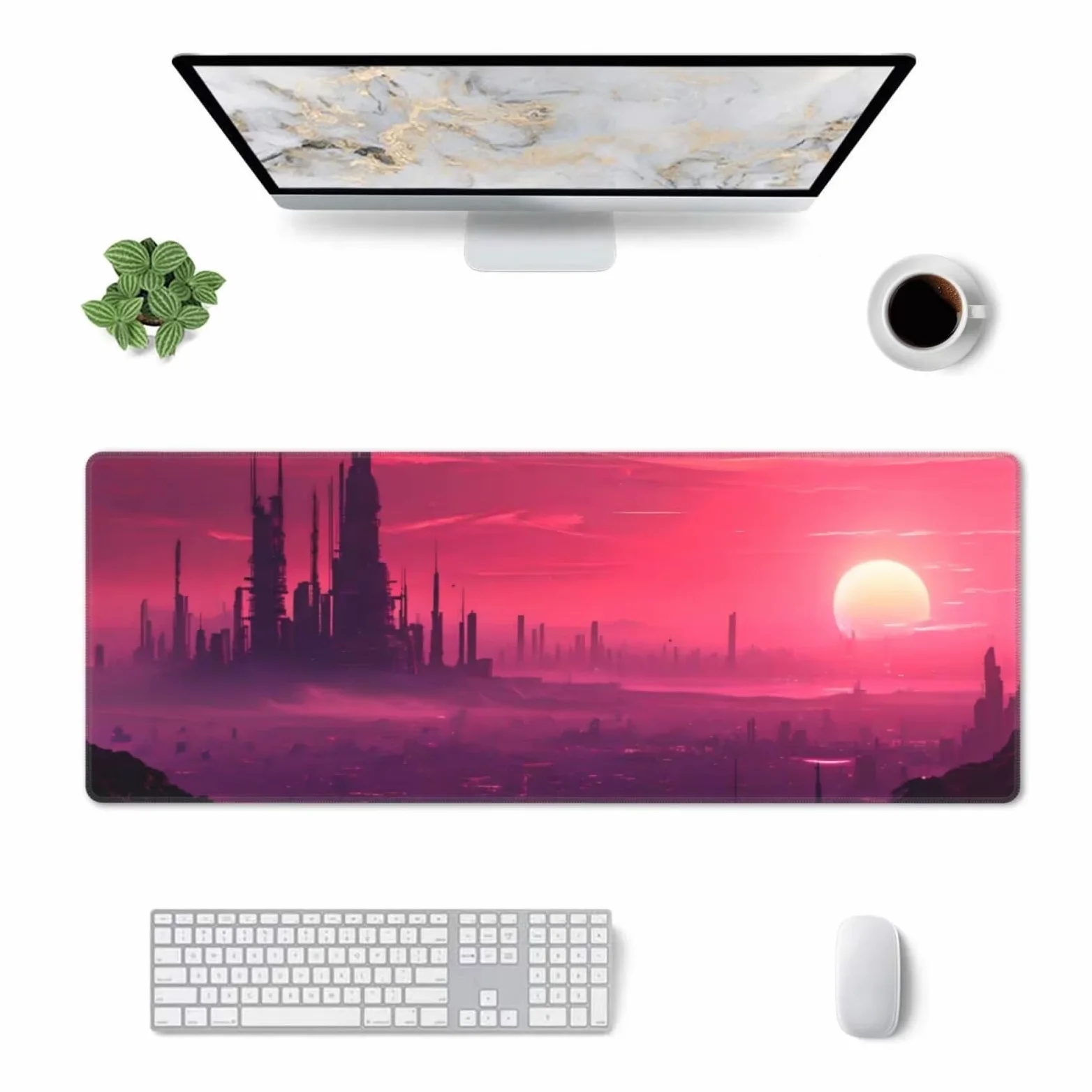 Tappetino Mouse, Tappetino Mouse Gaming Grande XXL 1500x800x3mm Tappetino Scrivania Mouse Pad, Base in Gomma Antiscivolo, Bordi Cuciti,Lavabile, Mousepad per Ufficio e Gaming (Paesaggio urbano) R-92