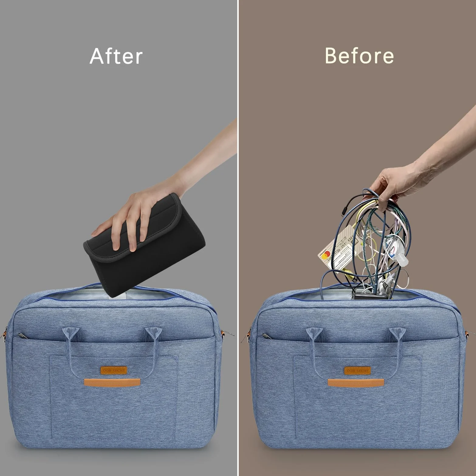 Piccola custodia tecnologica in neoprene, borsa organizer per cavi da viaggio, accessori elettronici, borse per il trasporto di alimentatori MacBook, power bank, mouse wireless, caricabatterie