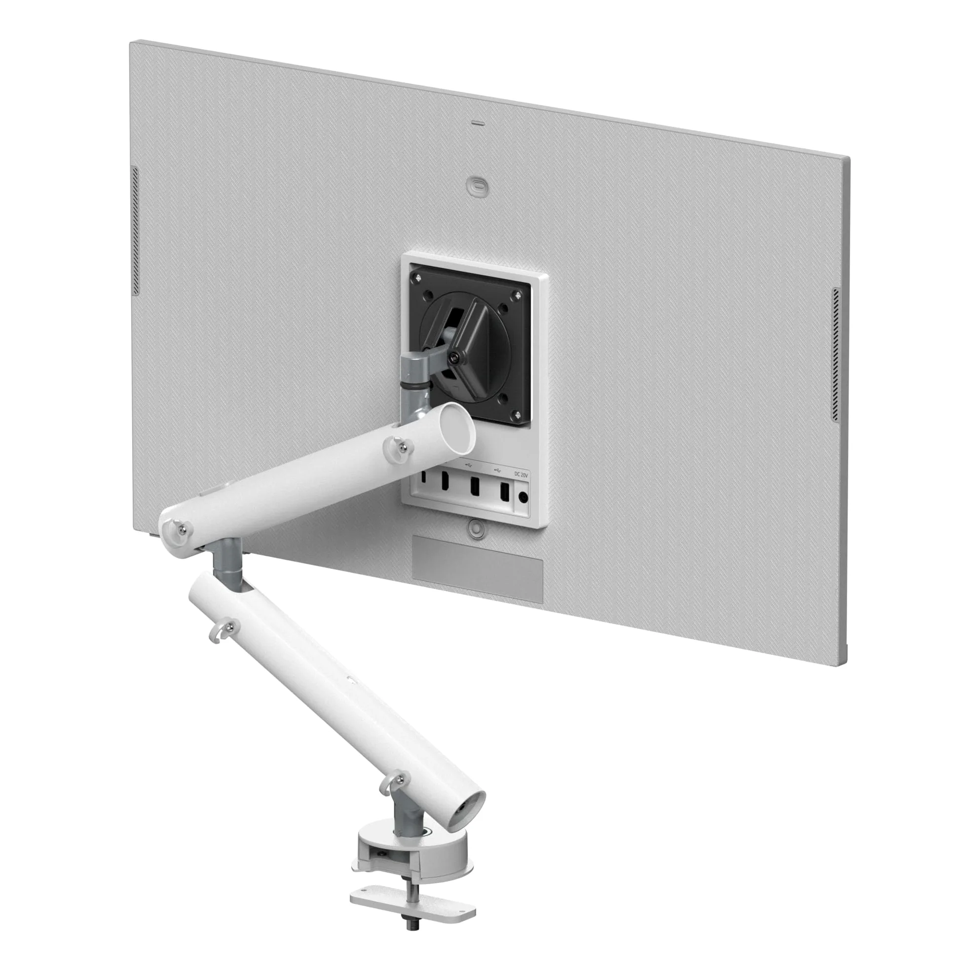 MIRO Supporto da scrivania con braccio singolo per monitor con base con occhielli da 80 mm, braccio regolabile con molla a gas compatibile VESA, gestione dei cavi, adatto a schermi da 17 a 32 pollici