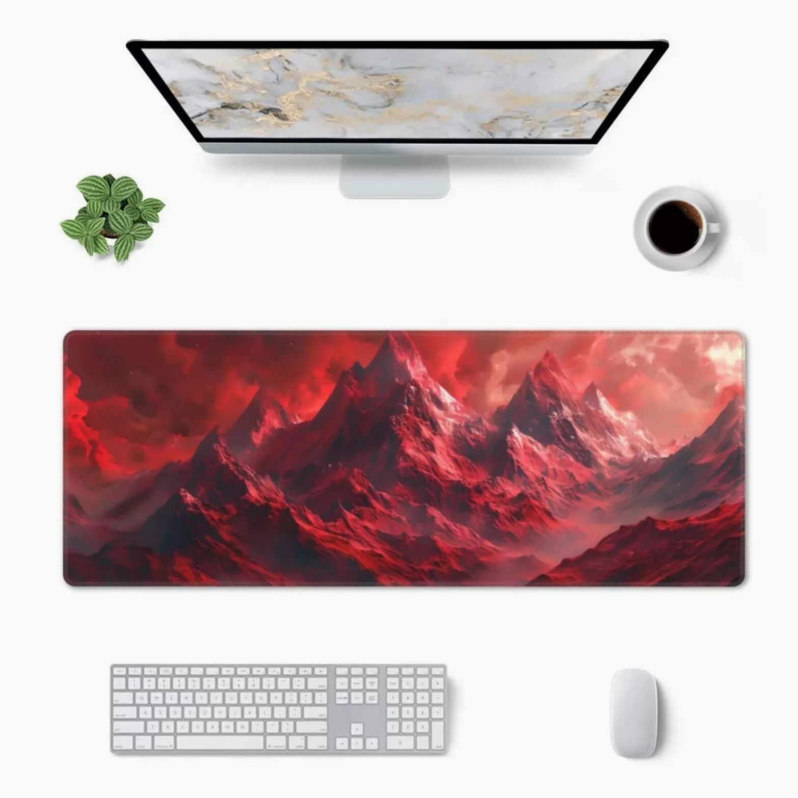 Tappetino Mouse, Tappetino Mouse Gaming Grande XXL 1500x800x3mm Tappetino Scrivania Mouse Pad, Base in Gomma Antiscivolo, Bordi Cuciti,Lavabile, Mousepad per Ufficio e Gaming (Le Montagne Rosse) R-302