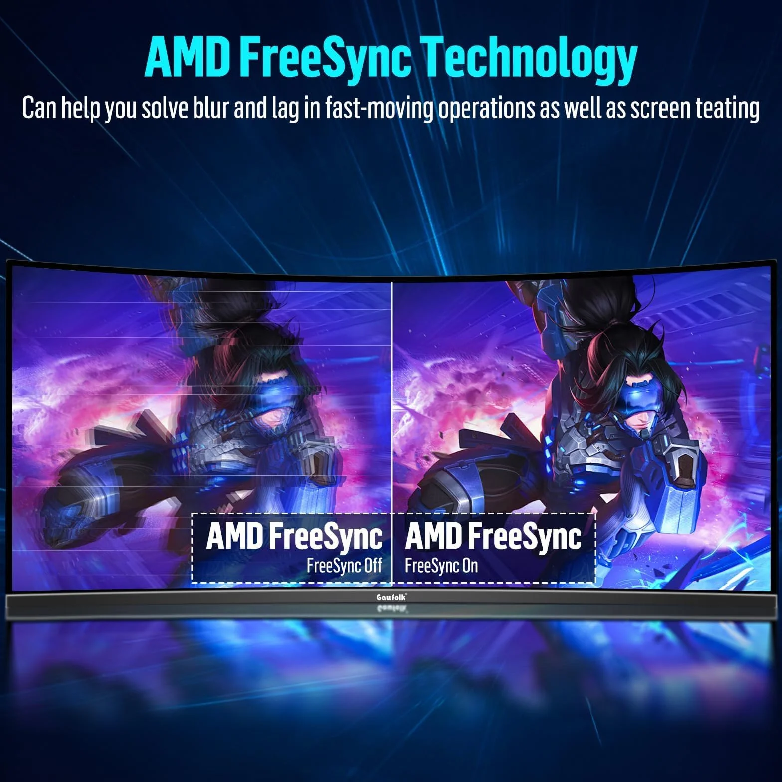 Gawfolk awfolk Monitor Gaming Curvo 34" Ultrawide, UWQHD 3440x1440, 165Hz, AMD FreeSync, VESA
