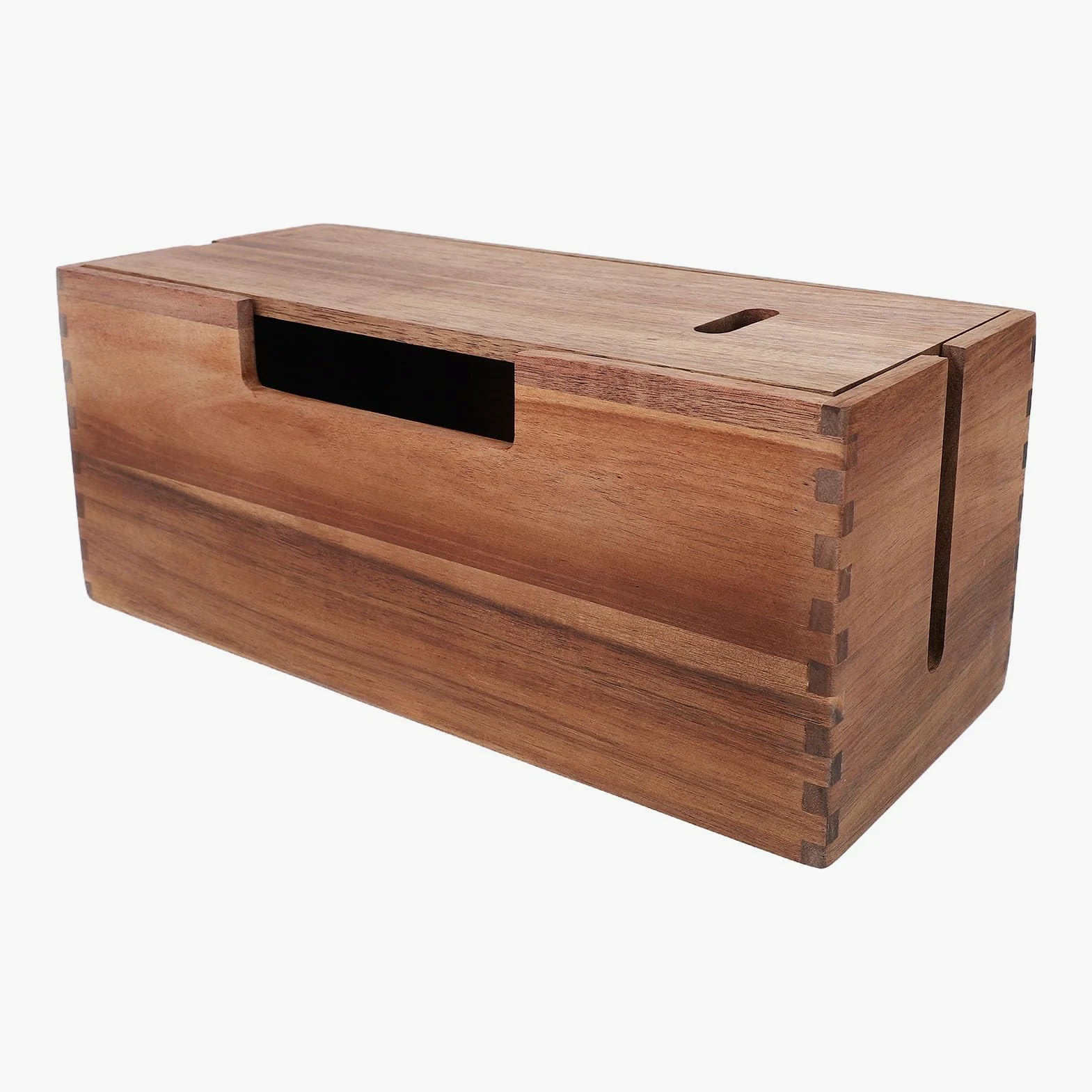 Dpofirs Scatola di Gestione dei Cavi in ​​Legno, Organizer Spegnicavo in Legno per Ciabatta e Cavi, con Efficiente Occultamento del Cavo per Scrivania, Ufficio e TV Domestica