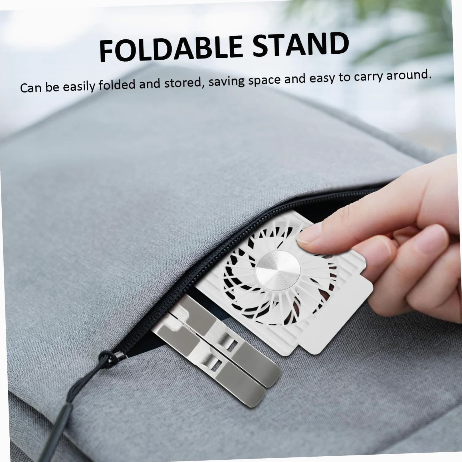 Laptop Cooler Stand Argento Lega di Alluminio Ventola, Atmosfera Estiva | Supporto Pieghevole, Silicone Antiscivolo, Alimentazione Usb, 3w, 0.6a