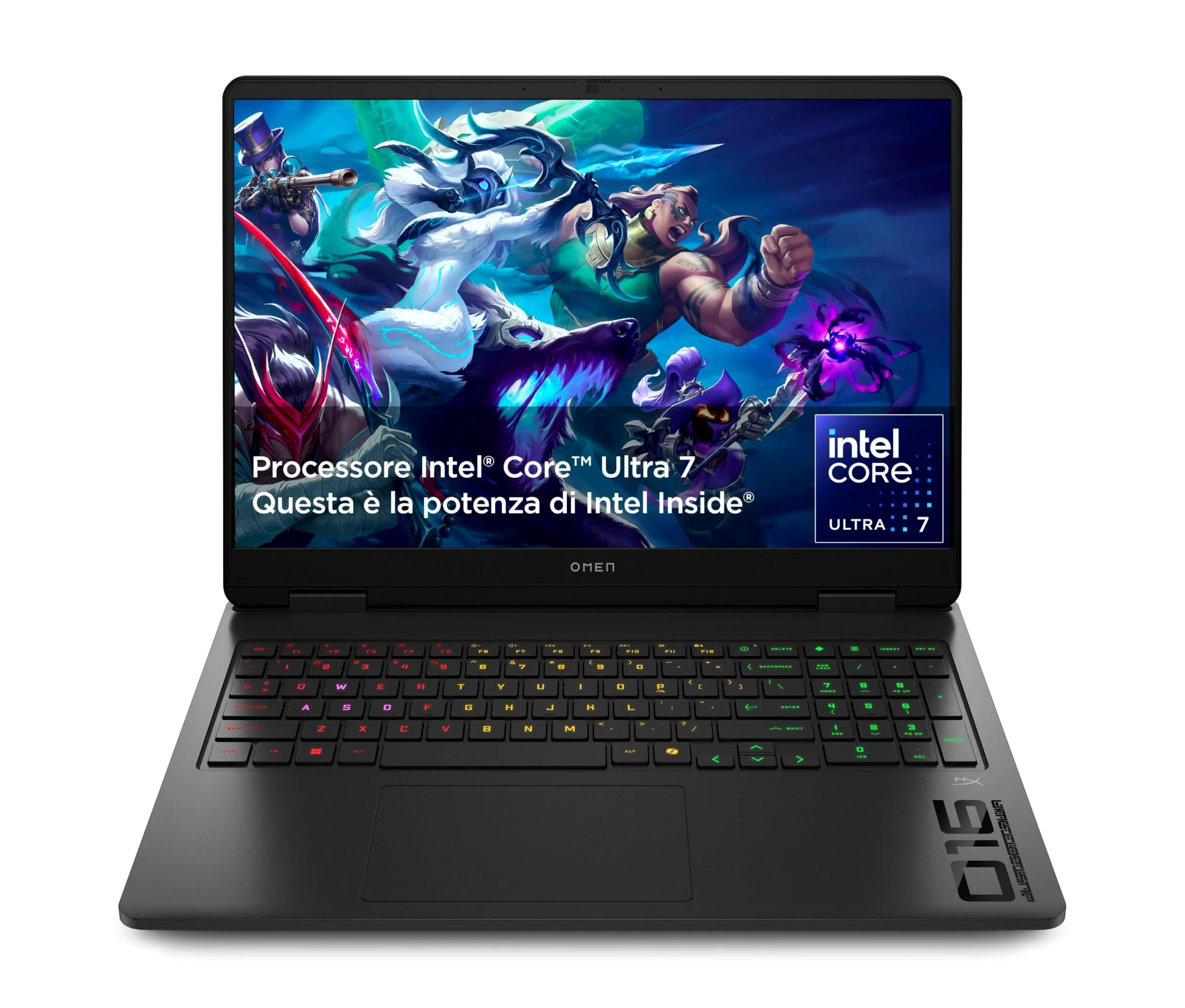 HP OMEN 16", Intel Core Ultra 7, 32GB, 1TB SSD, 2K 240 Hz, NVIDIA RTX 5060 | FreeDOS, Notebook HP 16-am0011sl, Per Gamer, Cretaor e Streamer, 500 Nits, Tastiera Italiana, RGB, Portatile, QWERTY, Nero