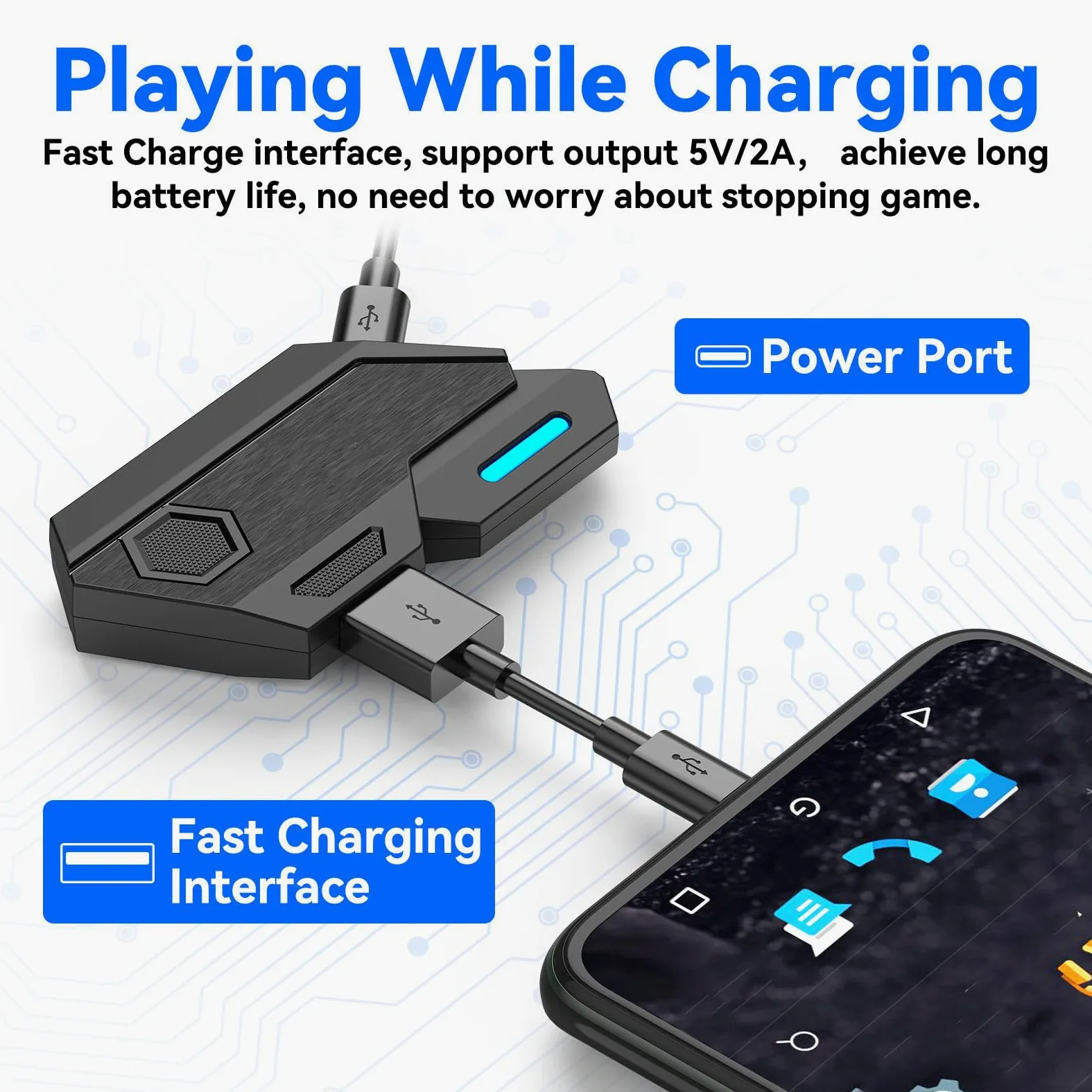 Fabater Set Convertitore Mouse Tastiera Telefono Cellulare per IOS, Tastiera da Gioco e Mouse Combinati a Mezza Mano RGB Cablato, Kit Convertitore da Telefono Cellulare a per Giochi FPS, 120FPS